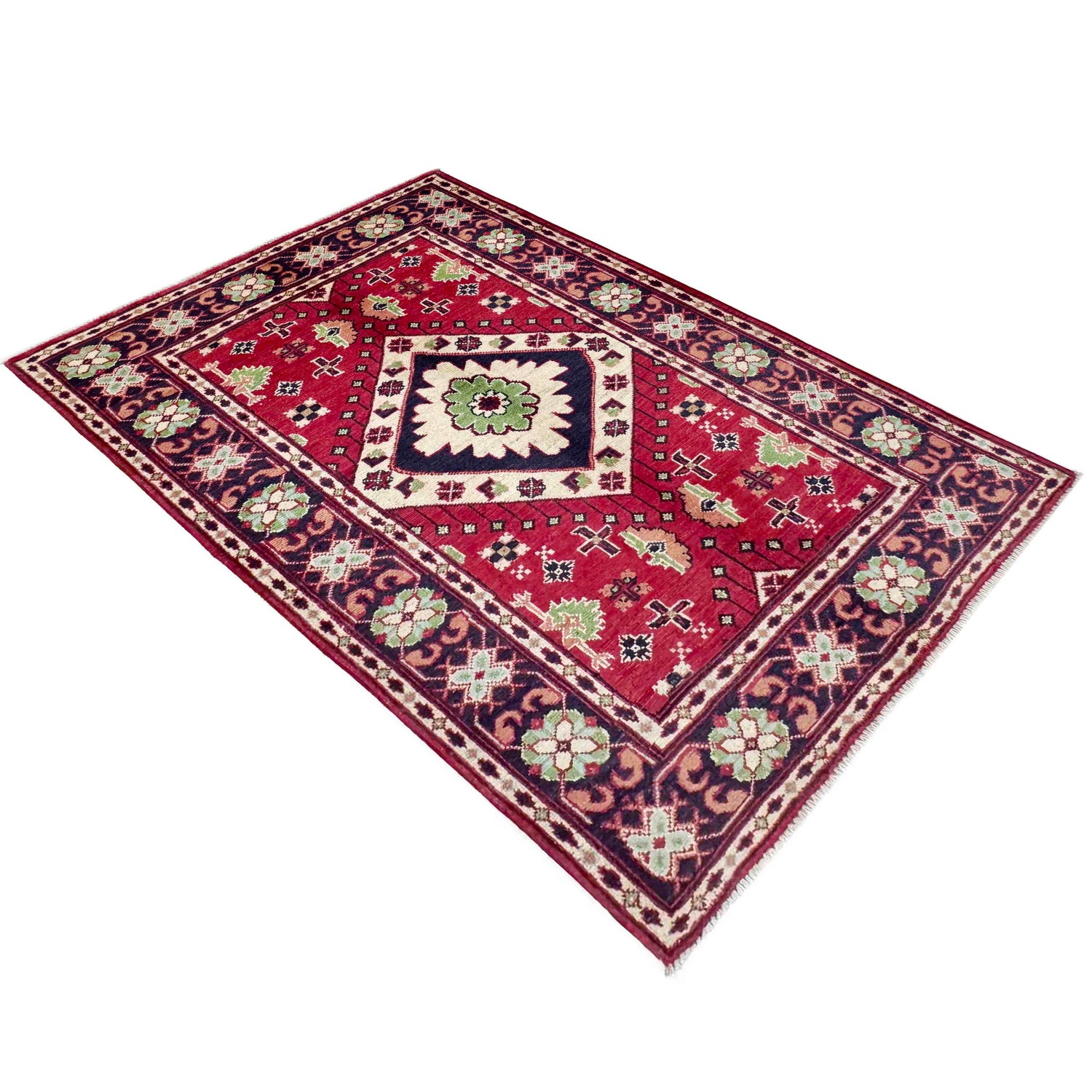 Red Color Kazak Rug 3' 3" x 4' 10" (ft)- No. R37734