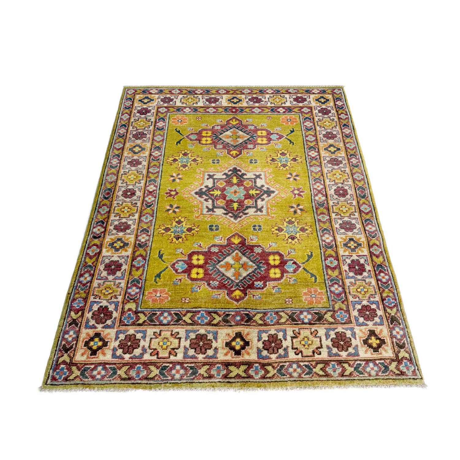 Hand Knotted Kazak Rug 3' 5" x 4' 10" (ft)- No. R37736