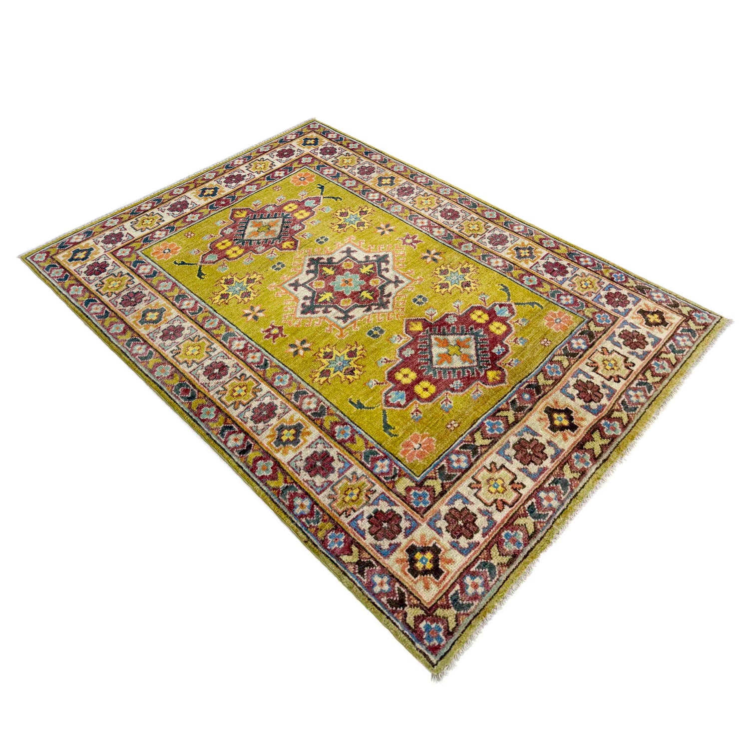 Hand Knotted Kazak Rug 3' 5" x 4' 10" (ft)- No. R37736