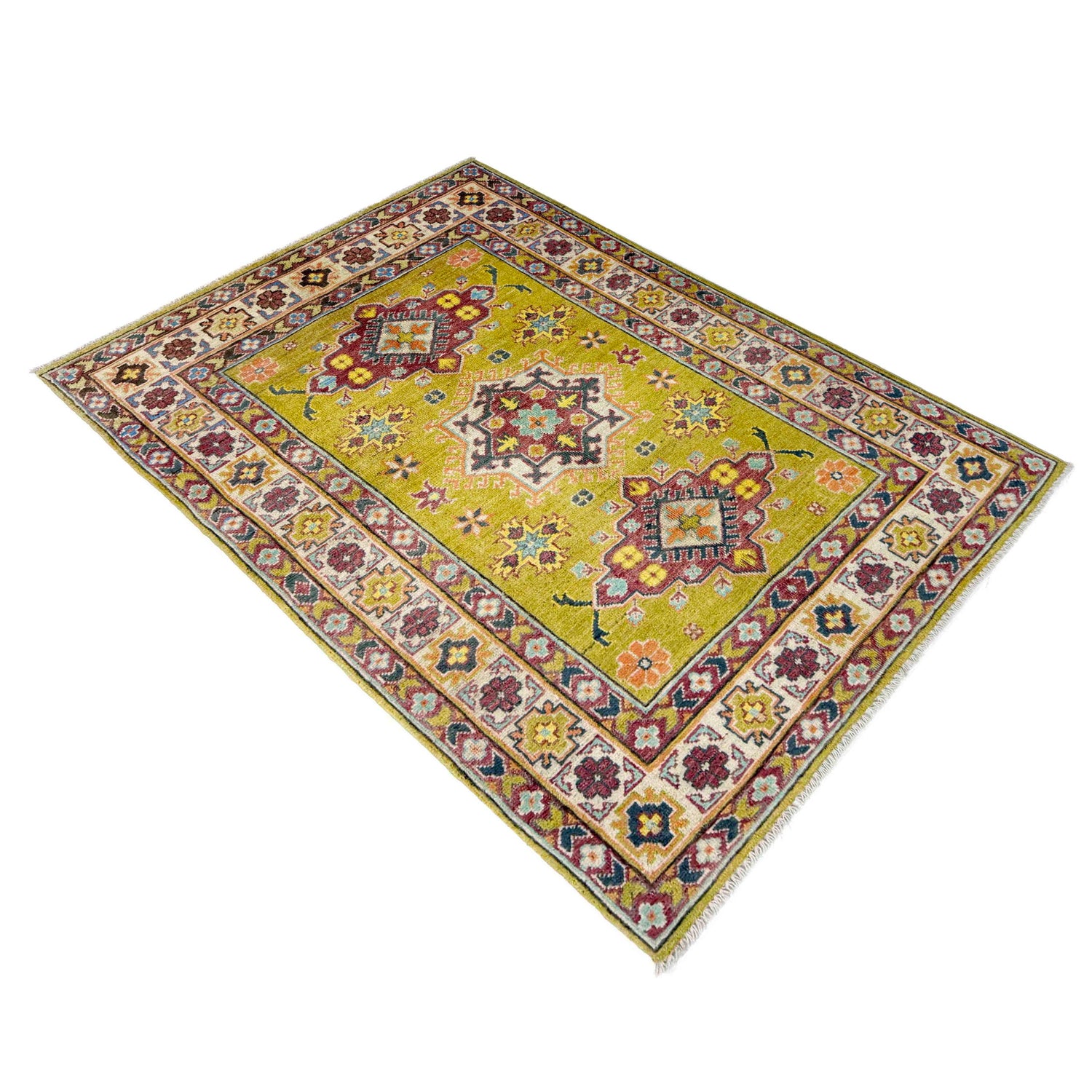 Hand Knotted Kazak Rug 3' 5" x 4' 10" (ft)- No. R37736