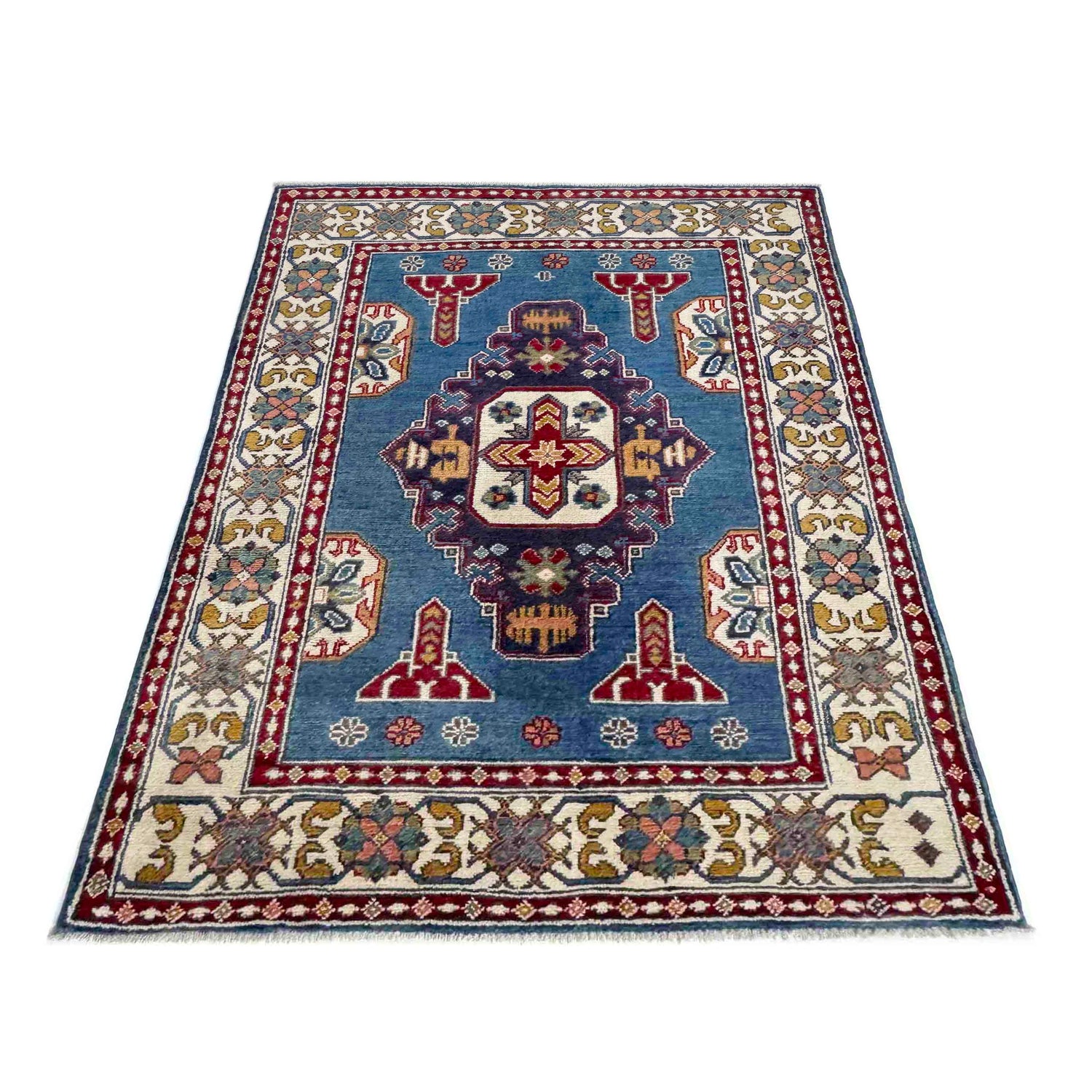 Hand Knotted Kazak Rug 3' 3" x 4' 9" (ft)- No. R37738