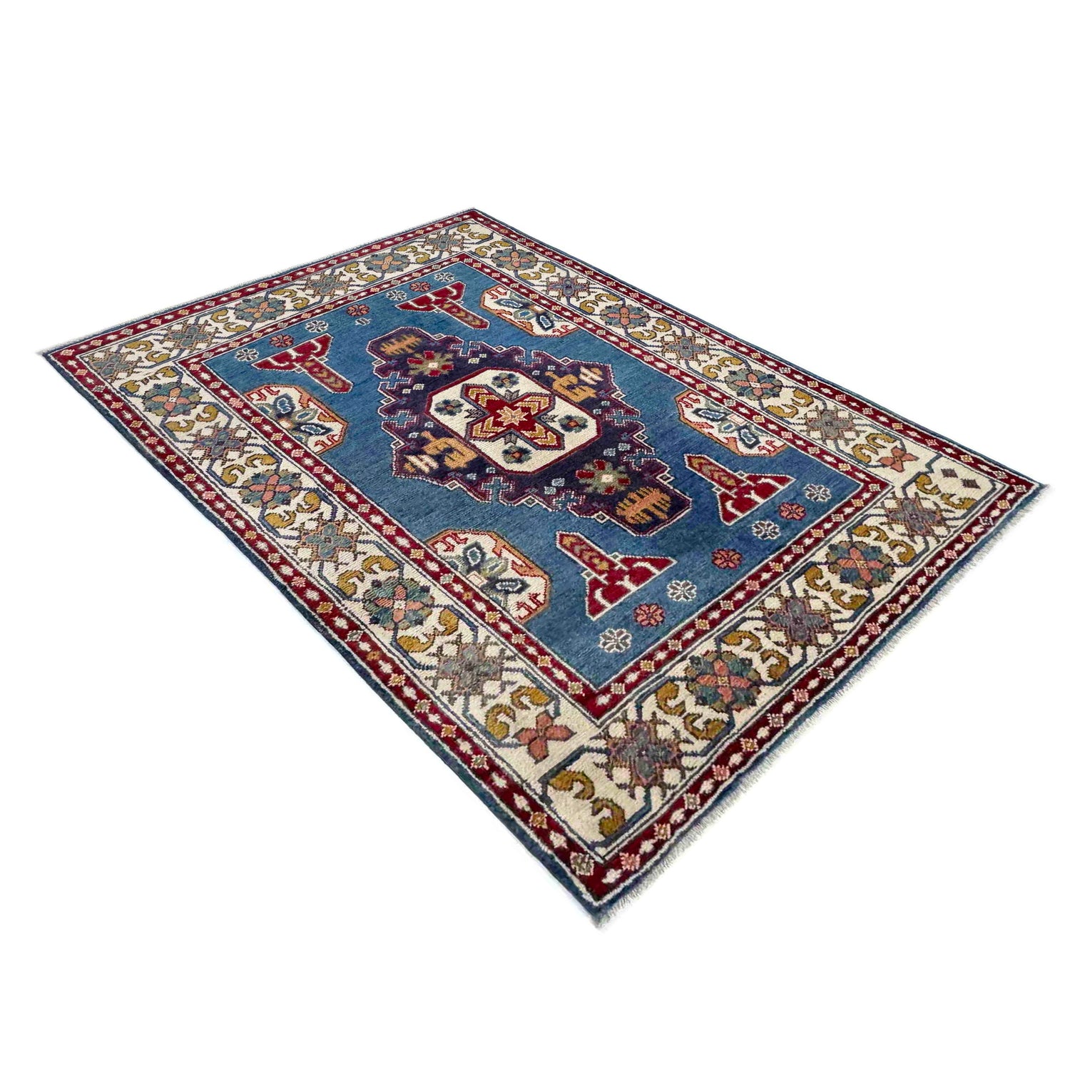 Hand Knotted Kazak Rug 3' 3" x 4' 9" (ft)- No. R37738