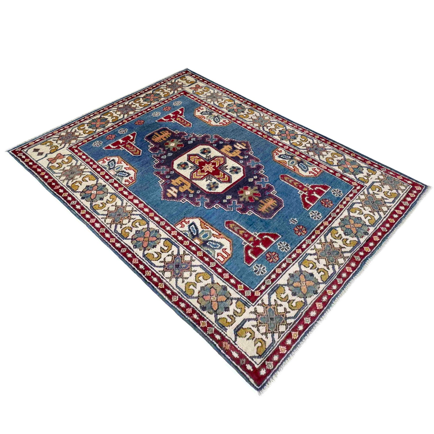 Hand Knotted Kazak Rug 3' 3" x 4' 9" (ft)- No. R37738