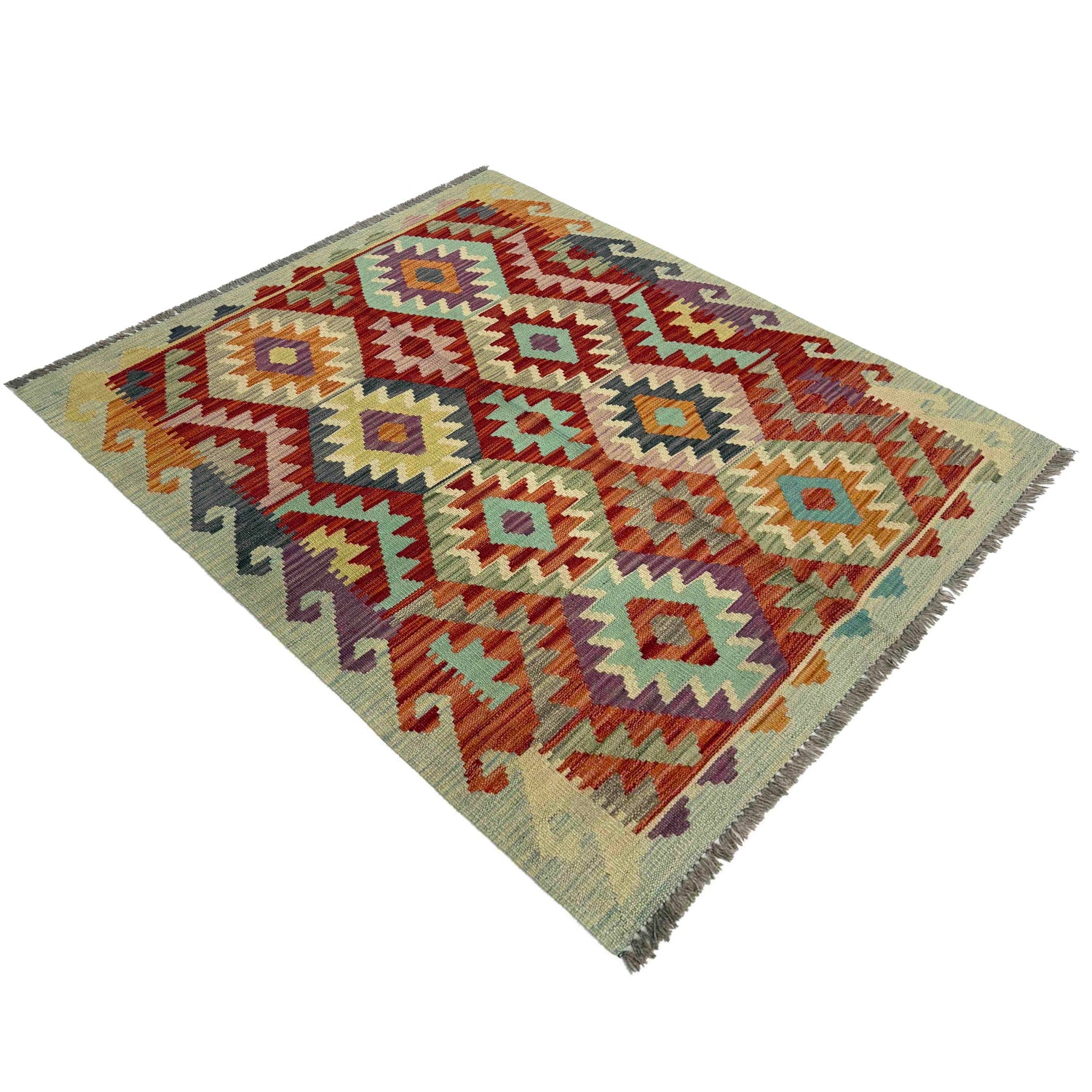 Handmade Vegetable Kilim 3' 3" x 4' 8" (ft) - No. R37795