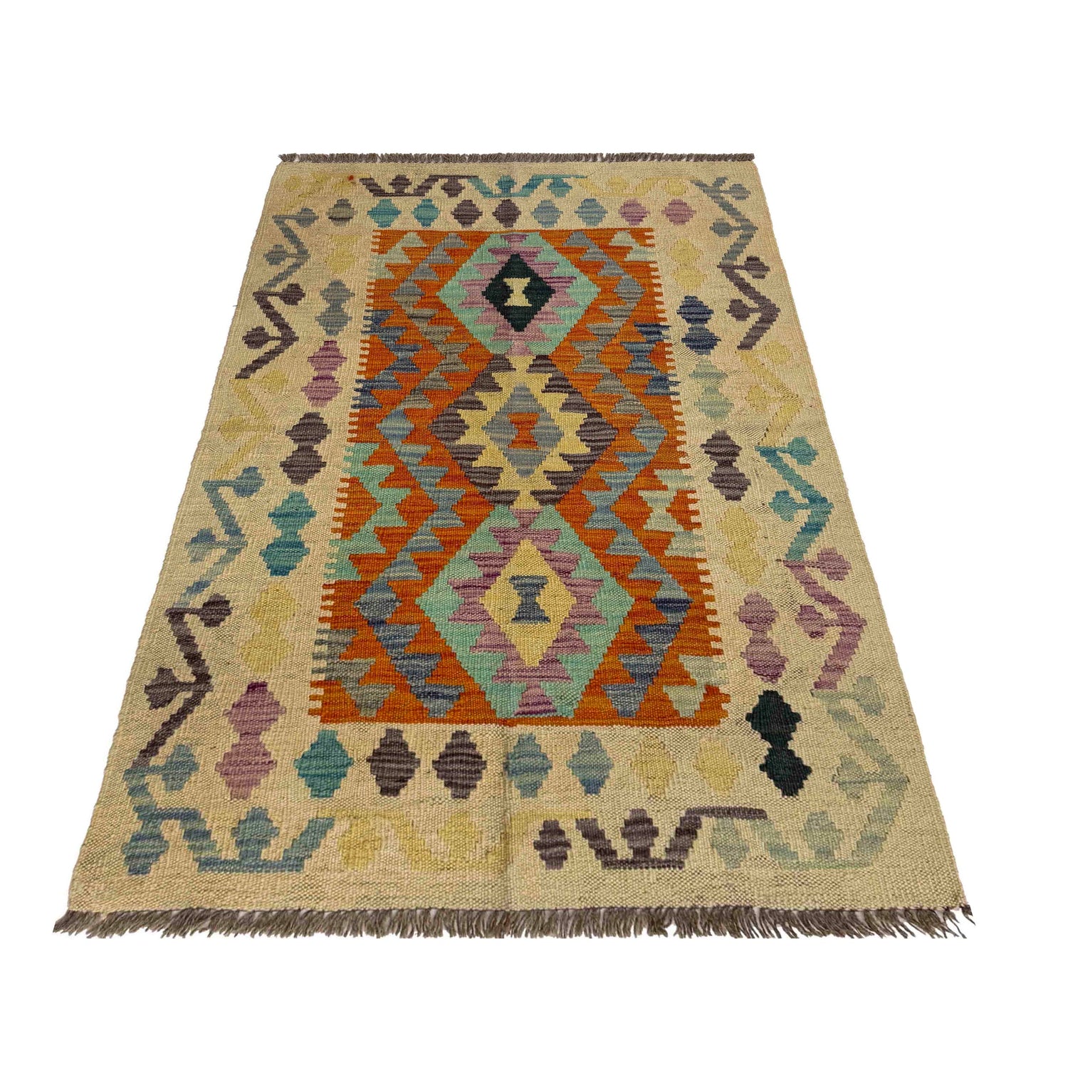 Handmade Vegetable Kilim 2' 8" x 4' 1" (ft) - No. R37808