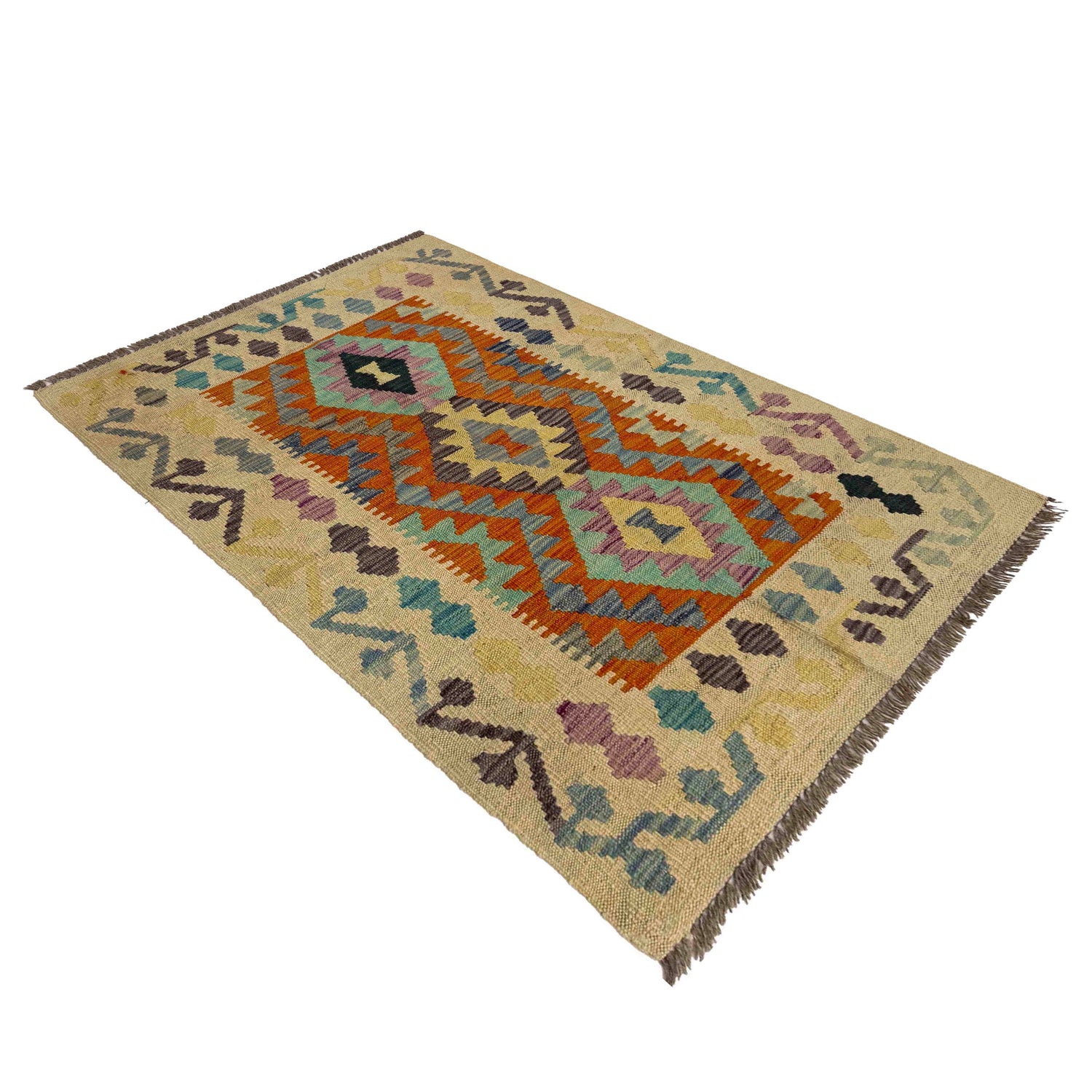 Handmade Vegetable Kilim 2' 8" x 4' 1" (ft) - No. R37808