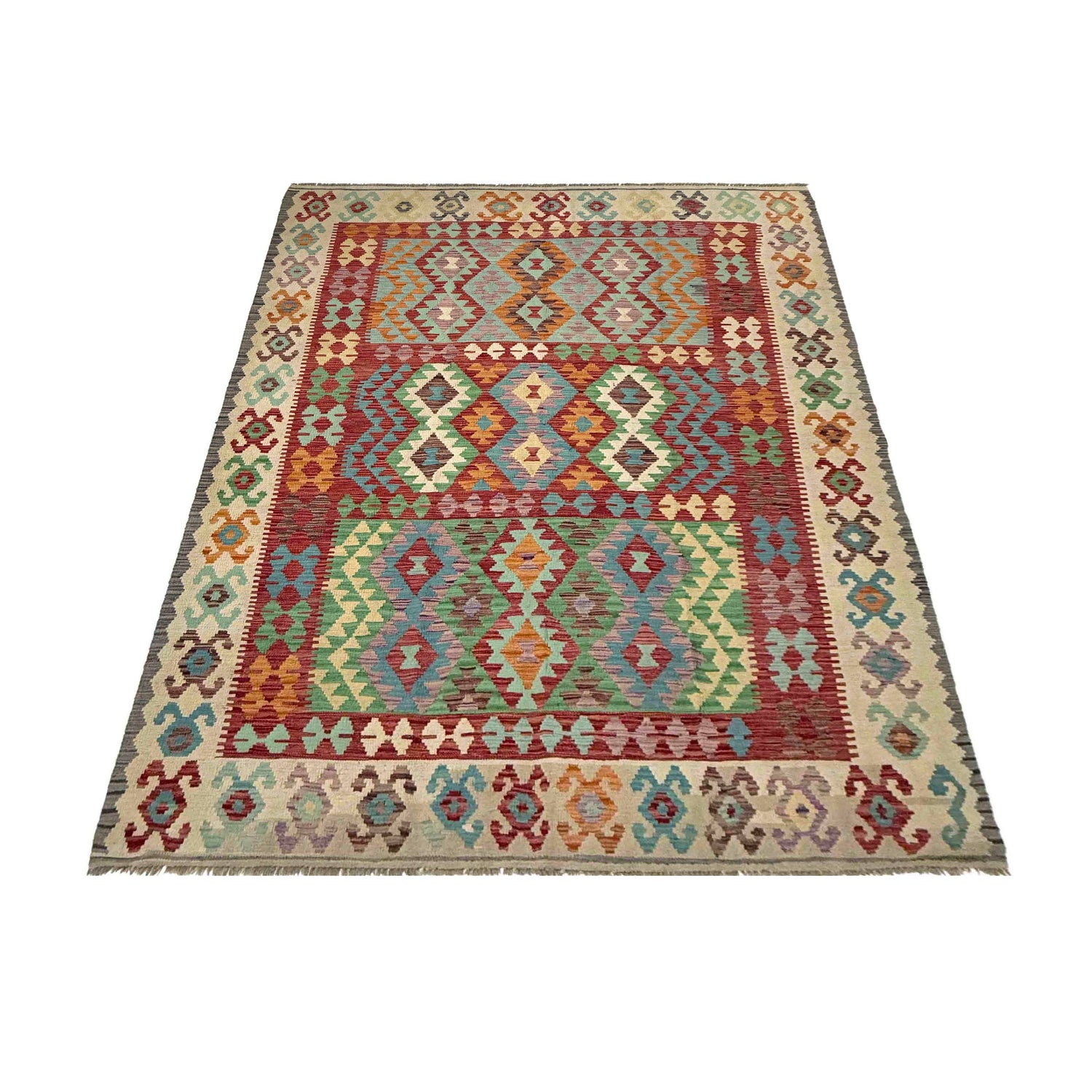 Handmade Vegetable Kilim 6' 8" x 9' 9" (ft) - No. R37816
