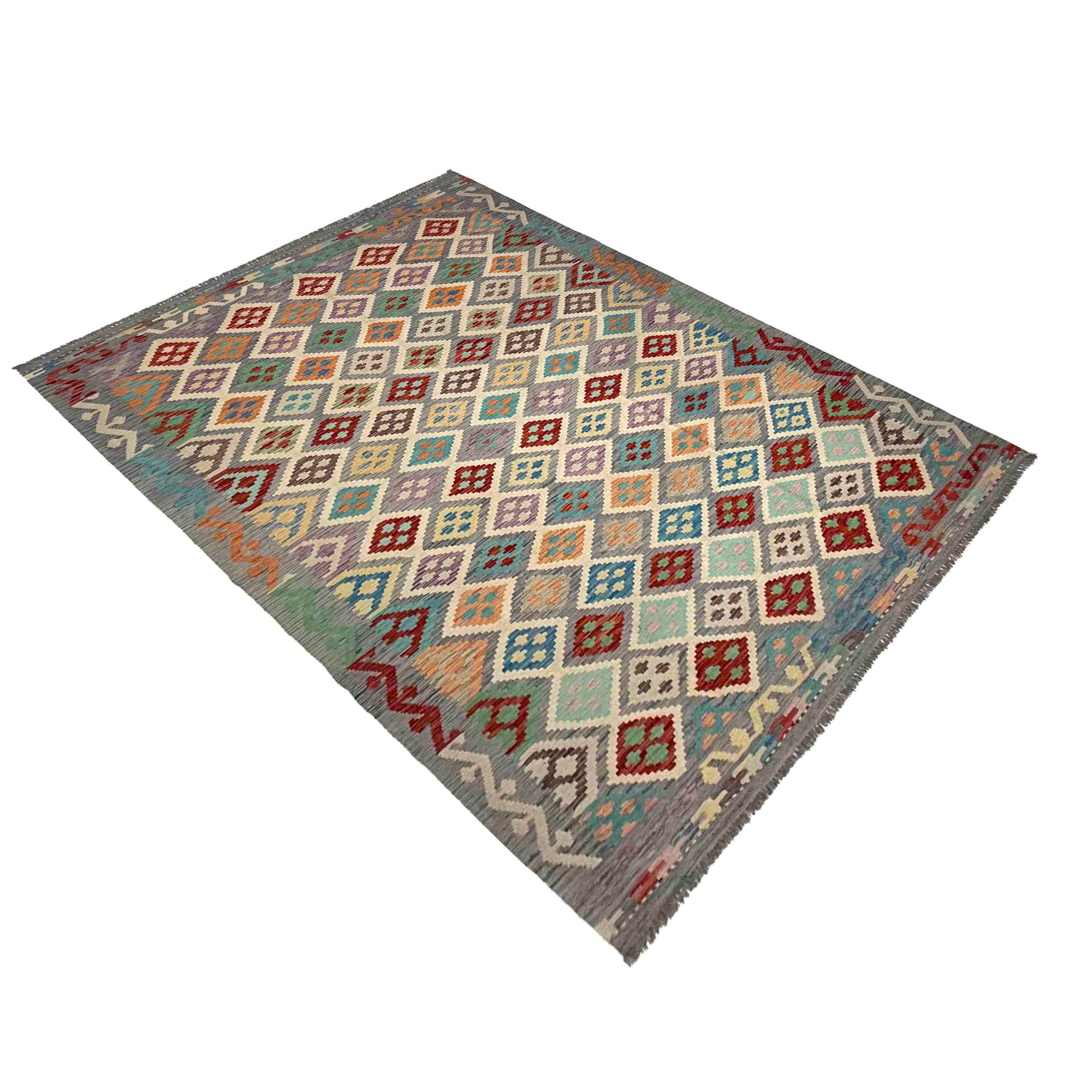 Handmade Vegetable Kilim 6' 4" x 9' 9" (ft) - No. R37861
