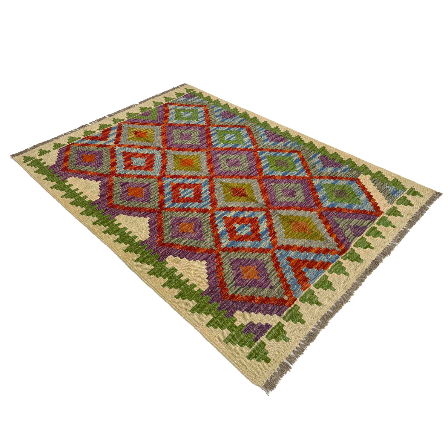 Handmade Vegetable Kilim 3' 3" x 4' 9" (ft) - No. R37868