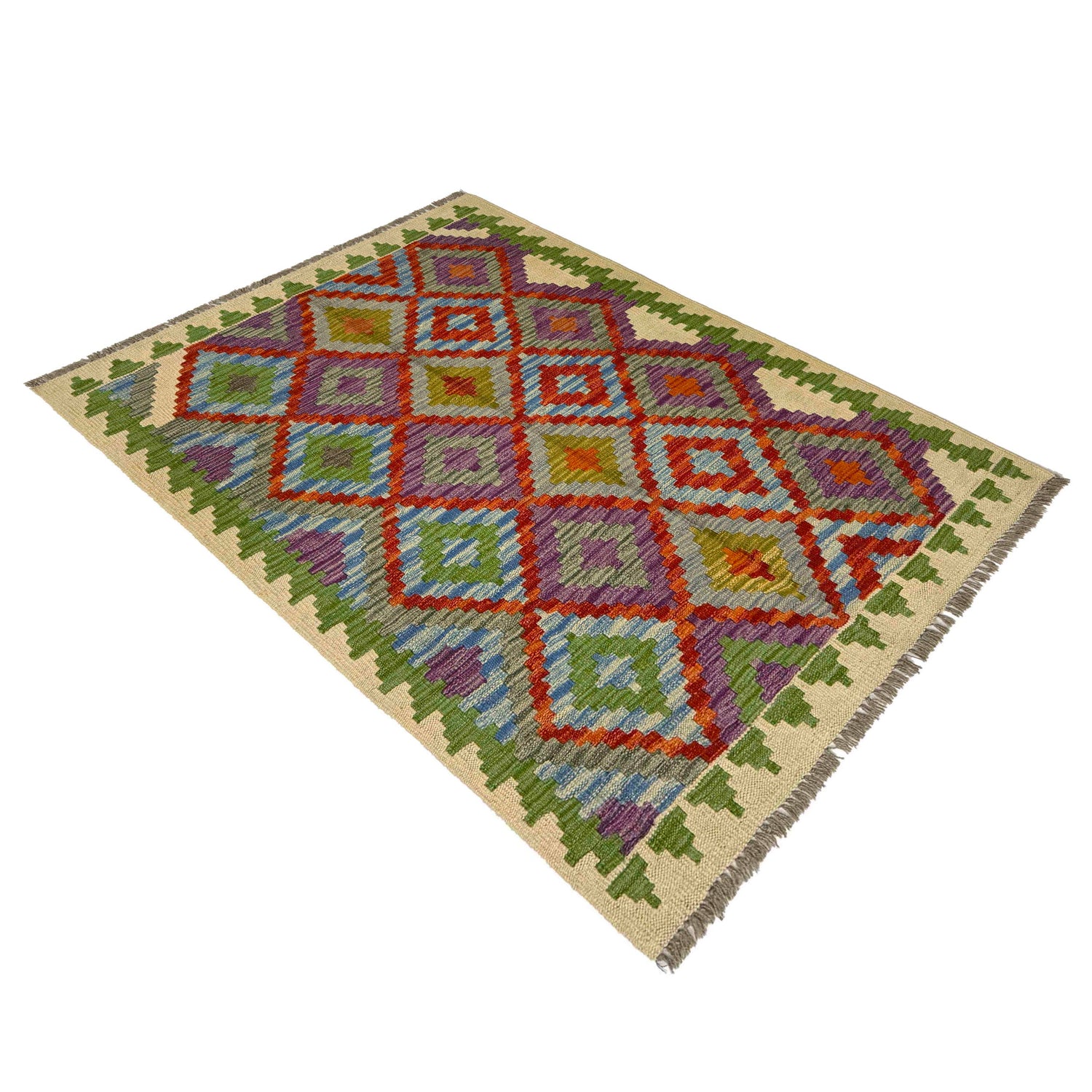 Handmade Vegetable Kilim 3' 3" x 4' 9" (ft) - No. R37868