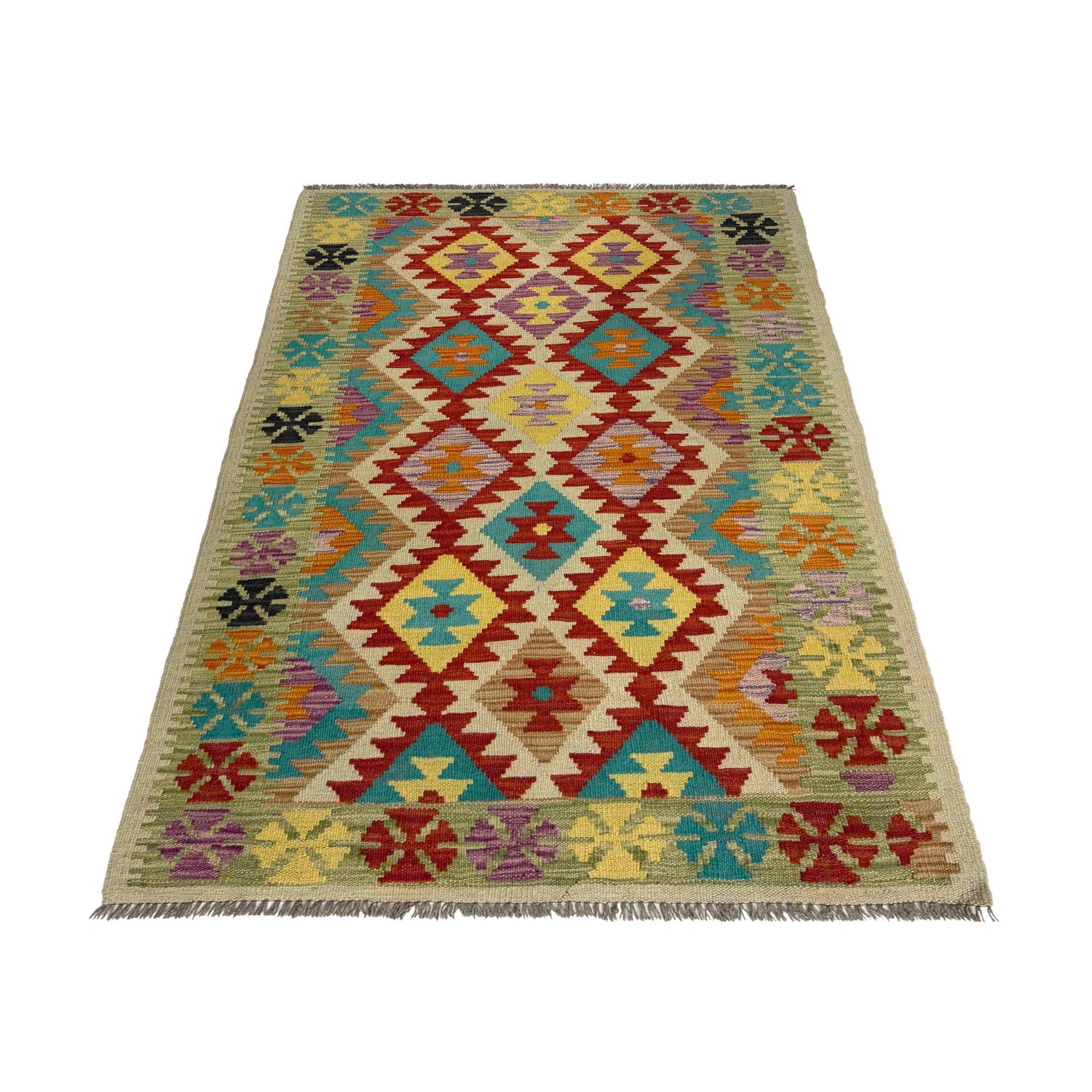 Handmade Vegetable Kelim 3' 3" x 5' 5" (ft) - No. R37884
