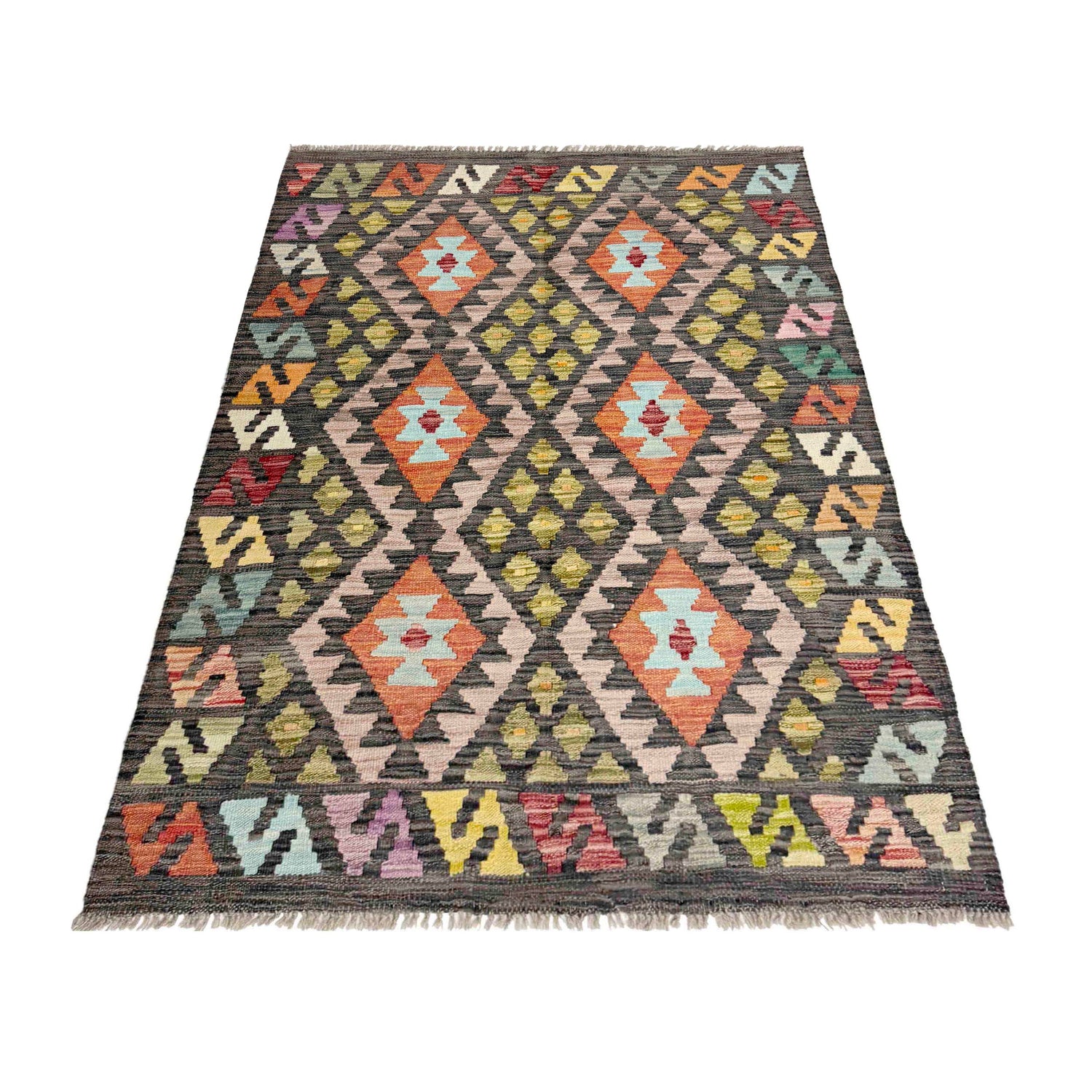Handmade Vegetable Kelim 3' 5" x 5' 1" (ft) - No. R37897
