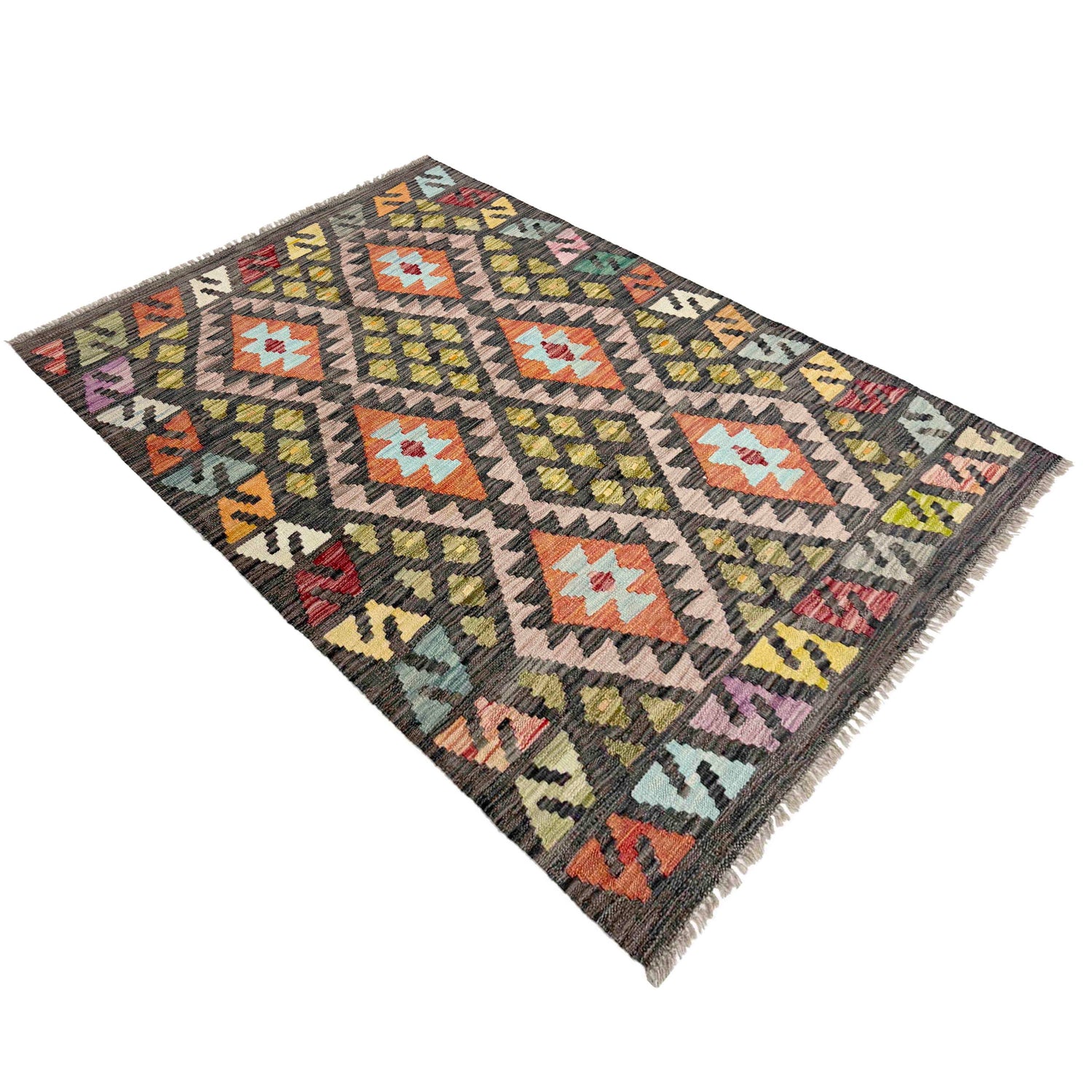 Handmade Vegetable Kelim 3' 5" x 5' 1" (ft) - No. R37897