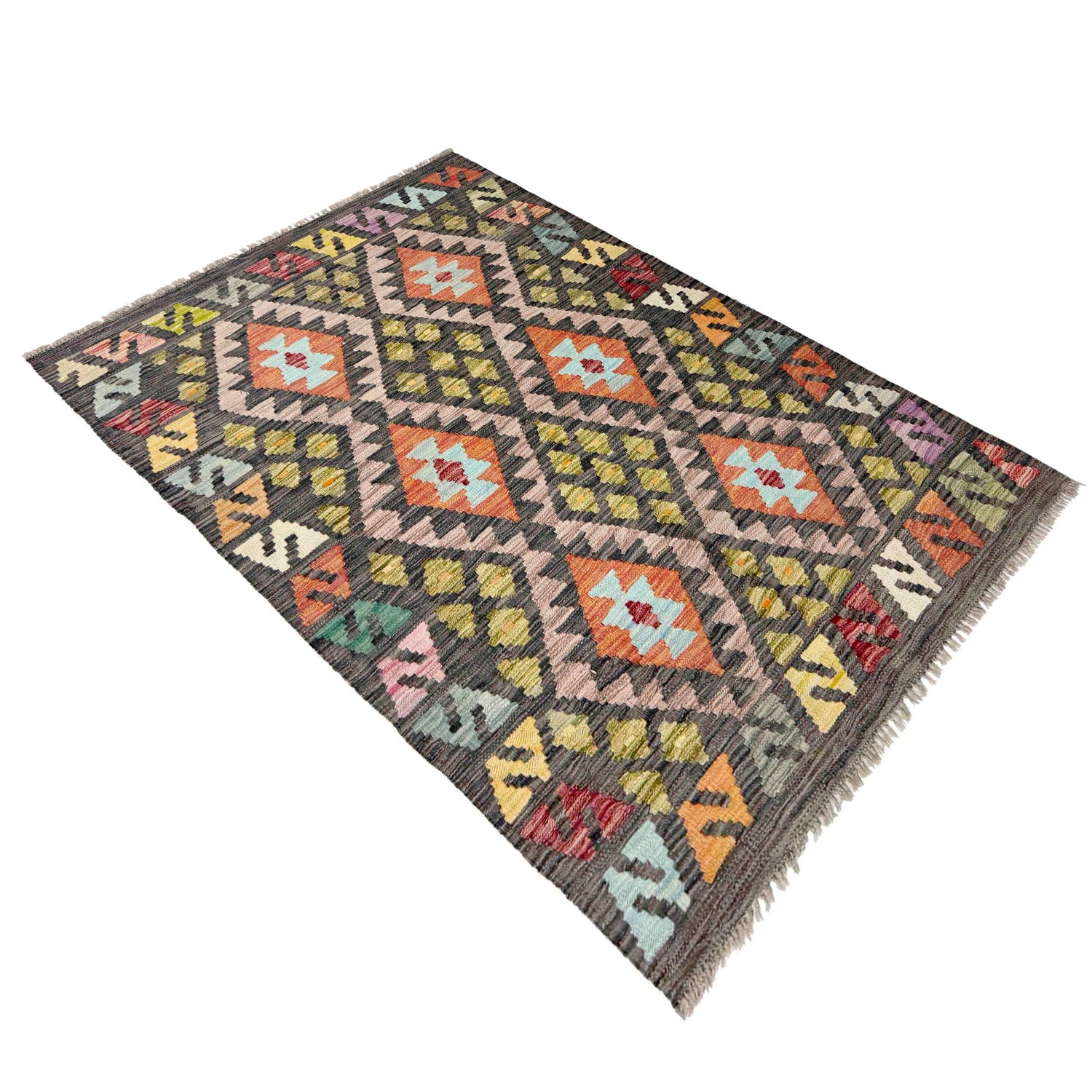 Handmade Vegetable Kelim 3' 5" x 5' 1" (ft) - No. R37897