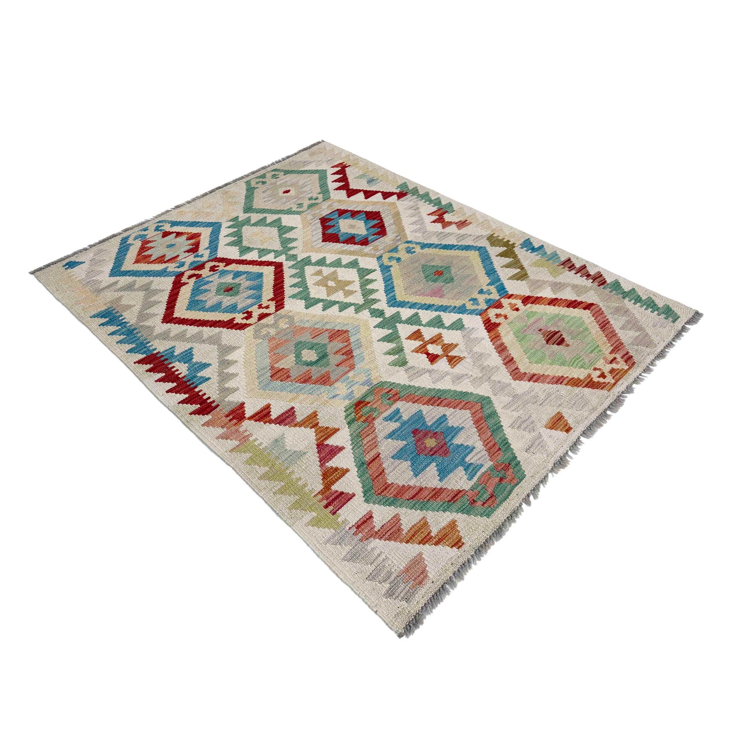 Handmade Vegetable Kelim 3' 5" x 5' 1" (ft) - No. R37909