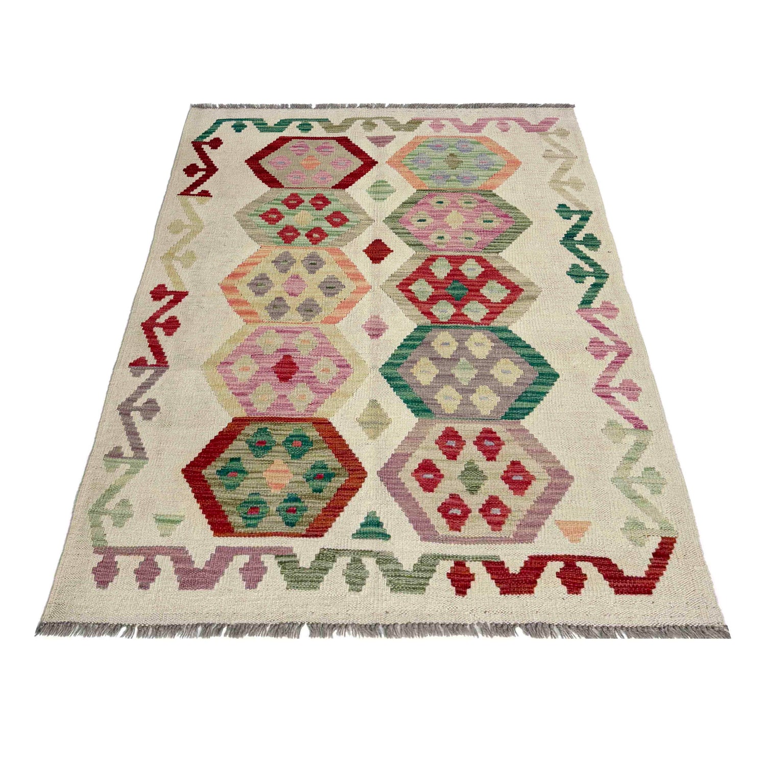 Handmade Vegetable Kilim 3' 4" x 4' 9" (ft) - No. R37913