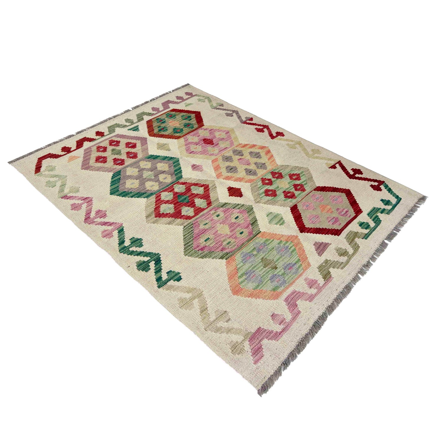 Handmade Vegetable Kilim 3' 4" x 4' 9" (ft) - No. R37913
