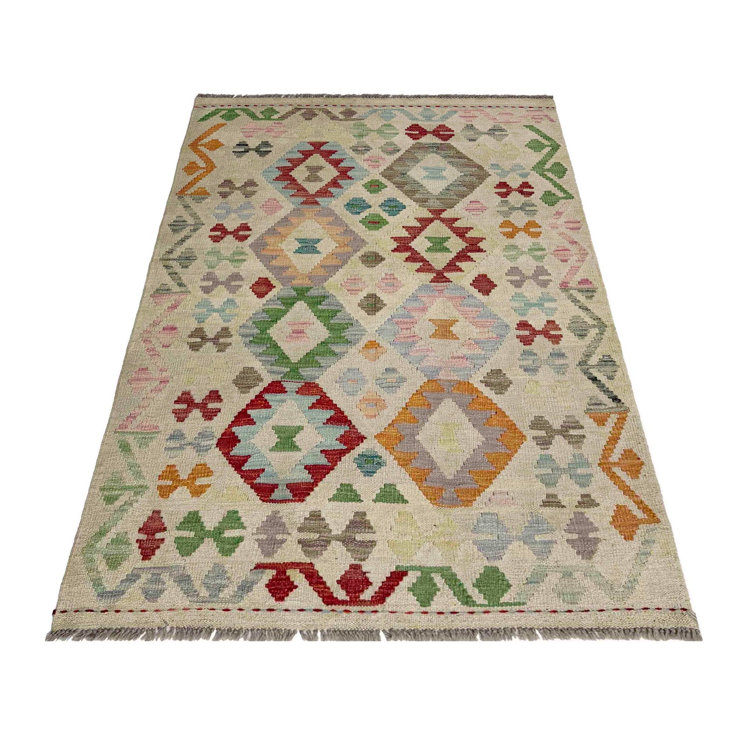 Handmade Vegetable Kelim 3' 2" x 4' 9" (ft) - No. R37914