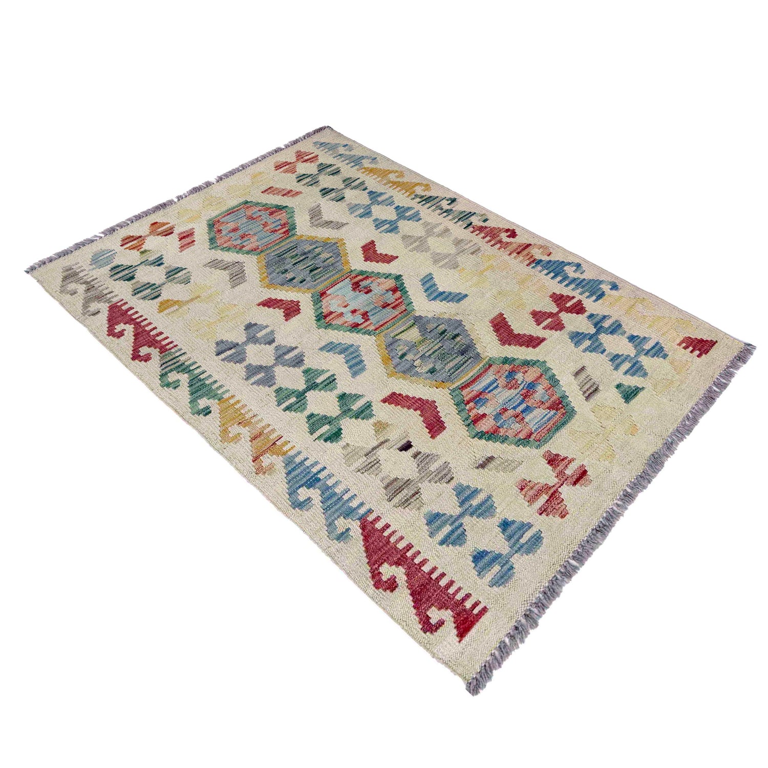 Handmade Vegetable Kilim 2' 8" x 4' 1" (ft) - No. R37921