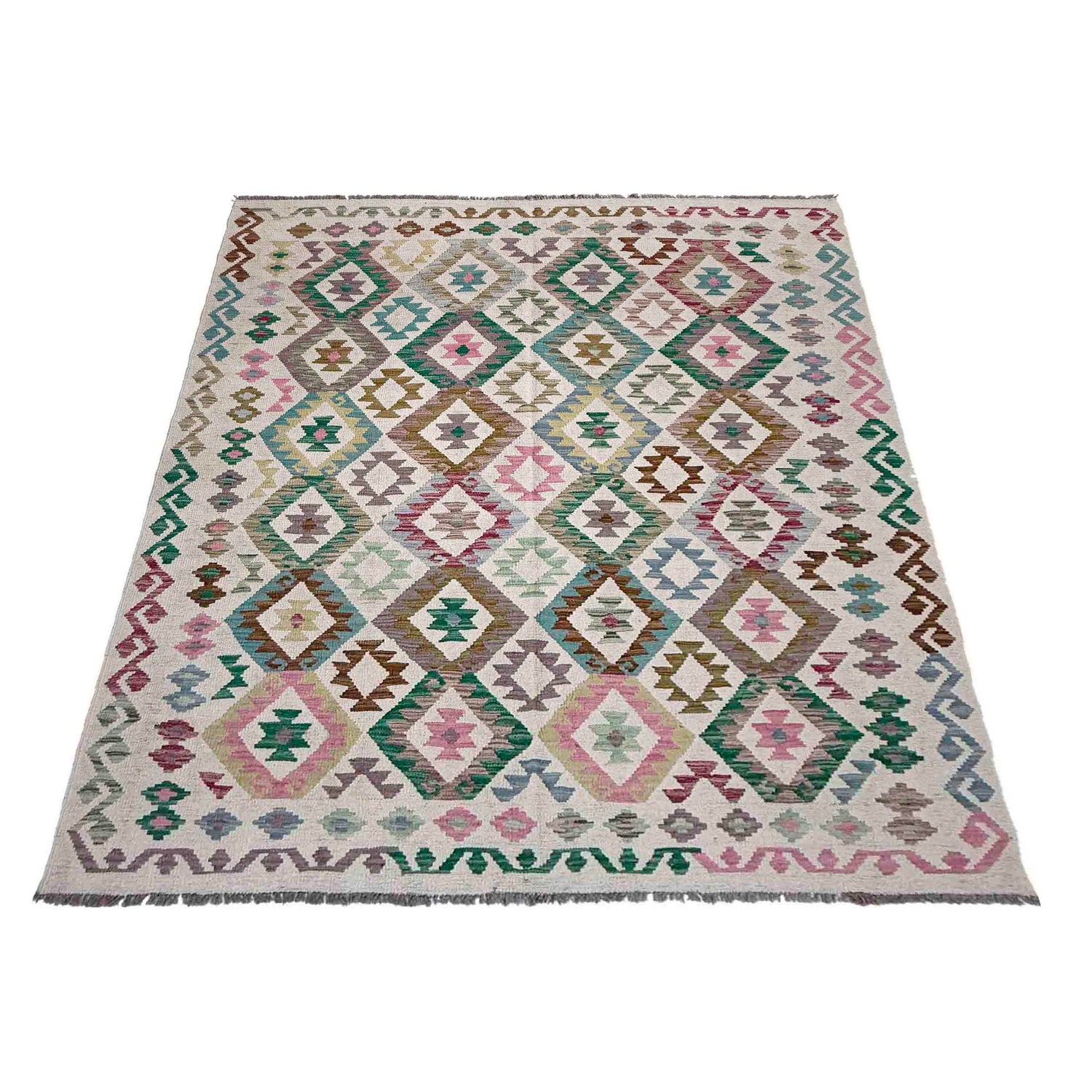 Handmade Vegetable Kilim 5' 11" x 7' 7" (ft) - No. R37934