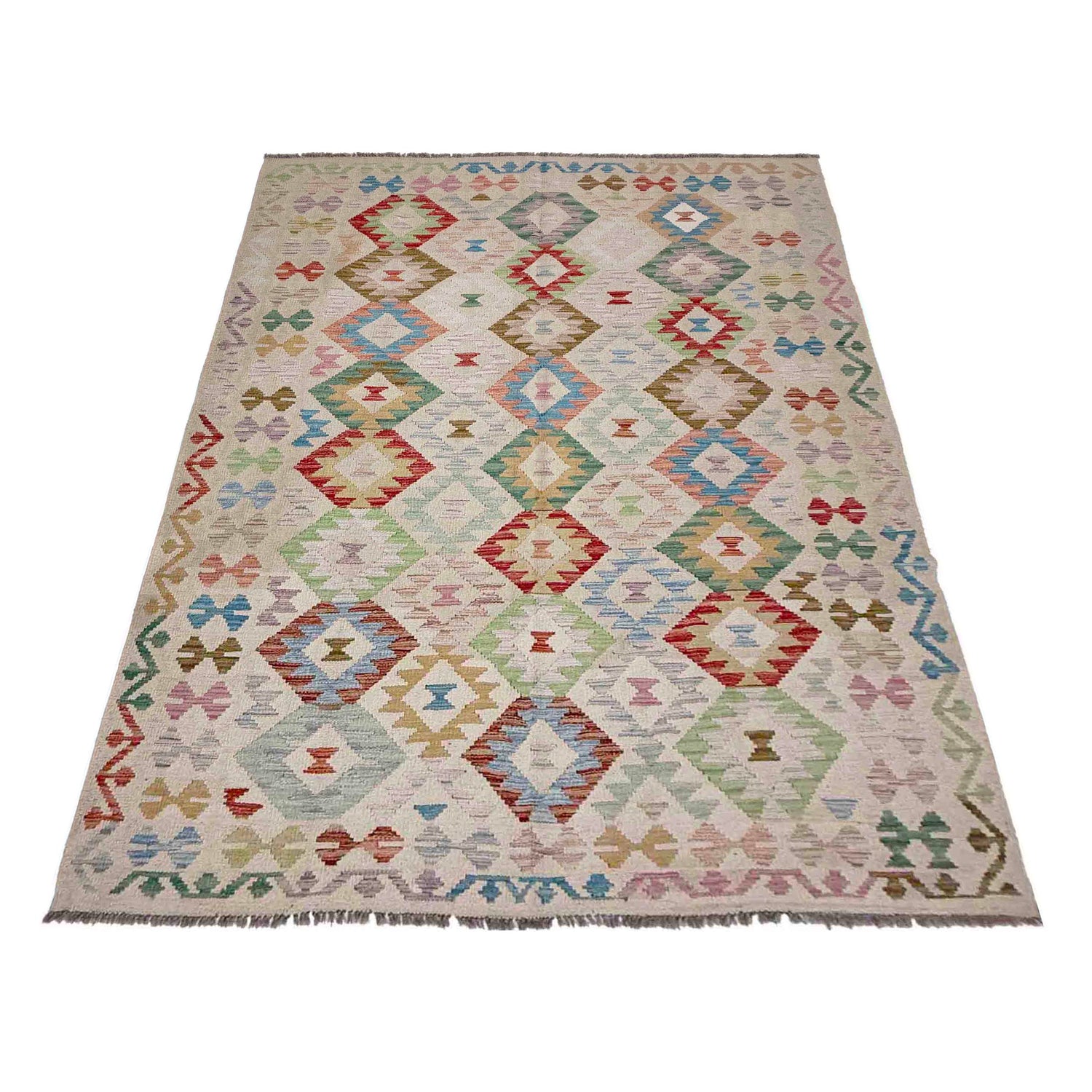 Handmade Vegetable Kelim 5' 7" x 8' 1" (ft) - No. R37957