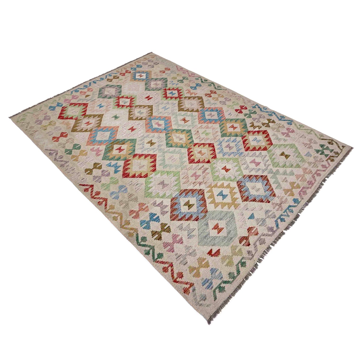 Handmade Vegetable Kelim 5' 7" x 8' 1" (ft) - No. R37957