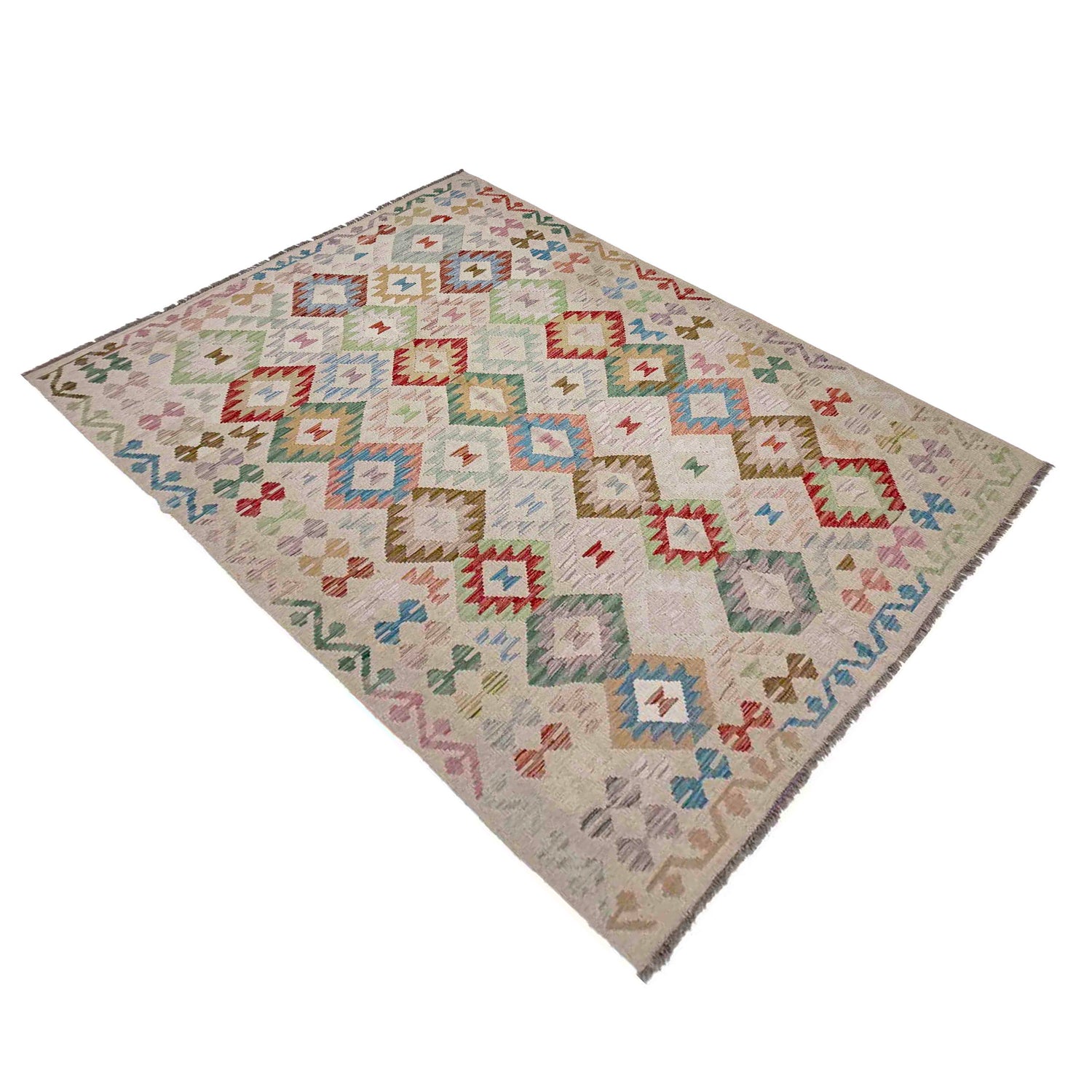 Handmade Vegetable Kelim 5' 7" x 8' 1" (ft) - No. R37957