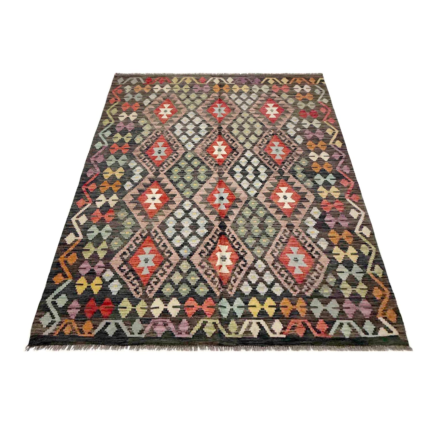 Handmade Vegetable Kelim 5' 1" x 6' 7" (ft) - No. R38052