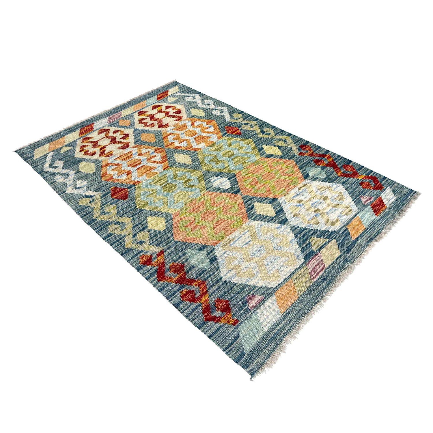 Handmade Vegetable Kelim 2' 8" x 4' 1" (ft) - No. R38297