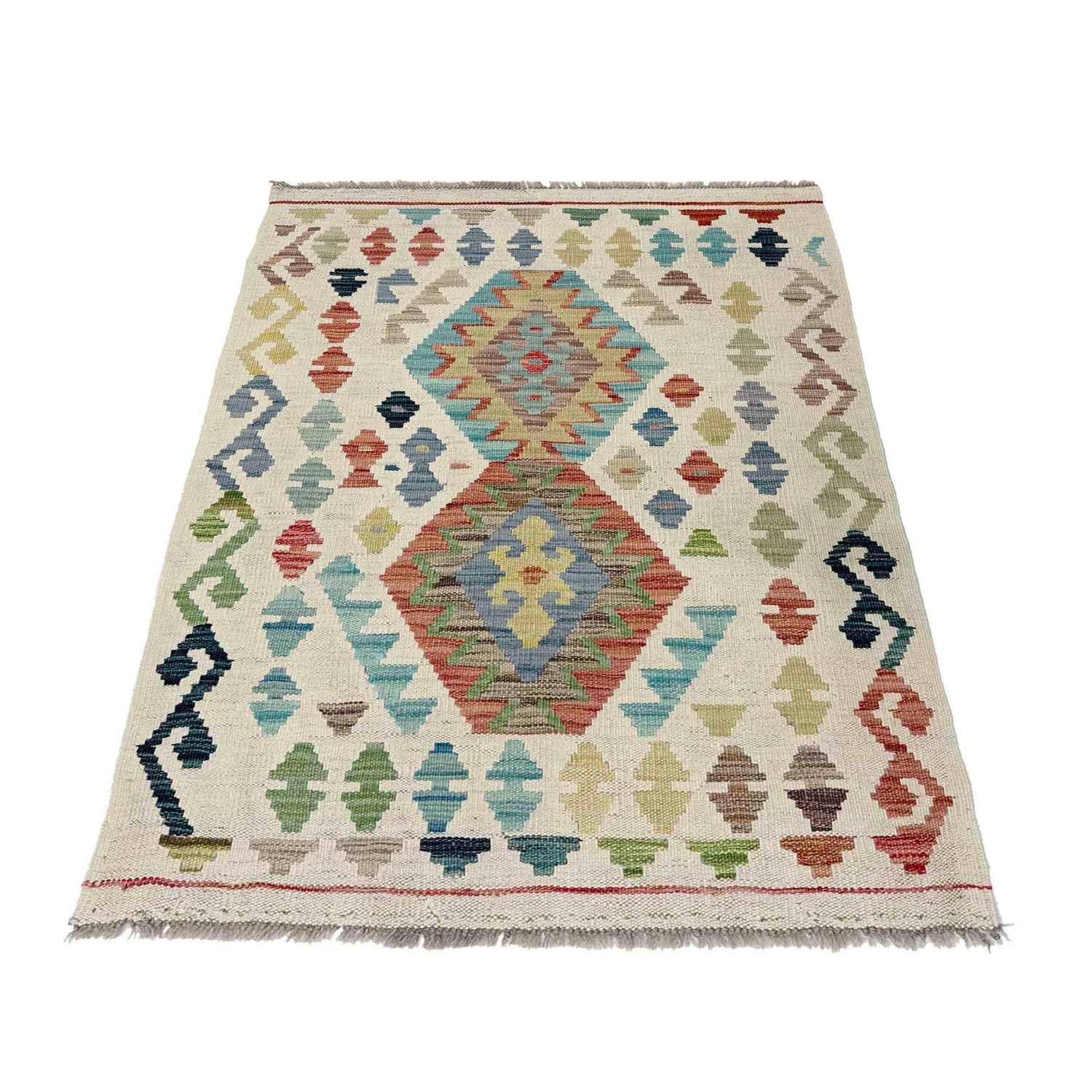 Handmade Vegetable Kilim 2' 8" x 4' 1" (ft) - No. R38298