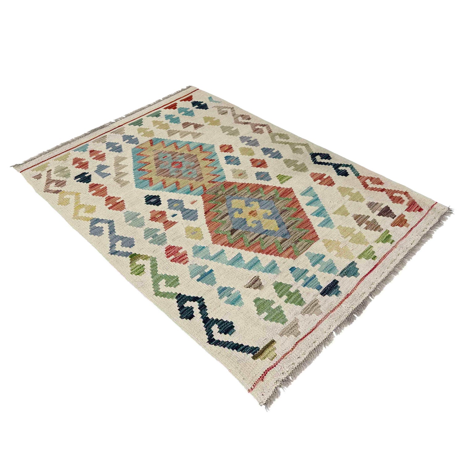 Handmade Vegetable Kilim 2' 8" x 4' 1" (ft) - No. R38298