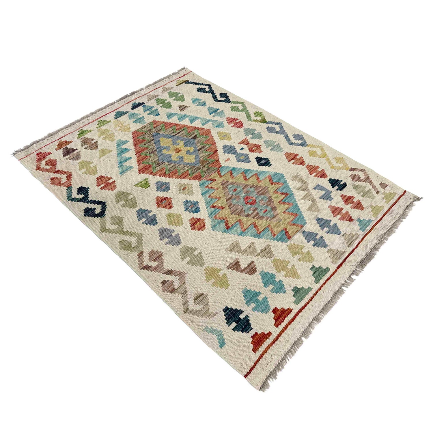 Handmade Vegetable Kilim 2' 8" x 4' 1" (ft) - No. R38298