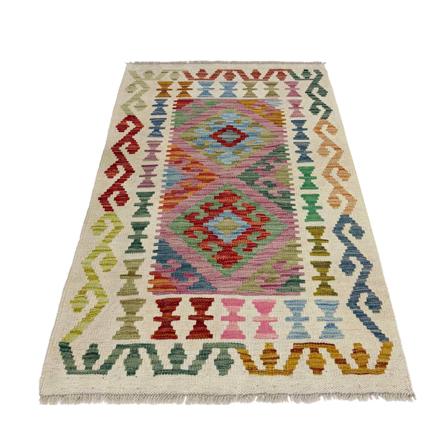 Handmade Vegetable Kelim 2' 4" x 4' 1" (ft) - No. R38304