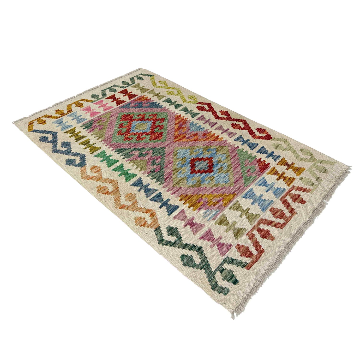 Handmade Vegetable Kelim 2' 4" x 4' 1" (ft) - No. R38304