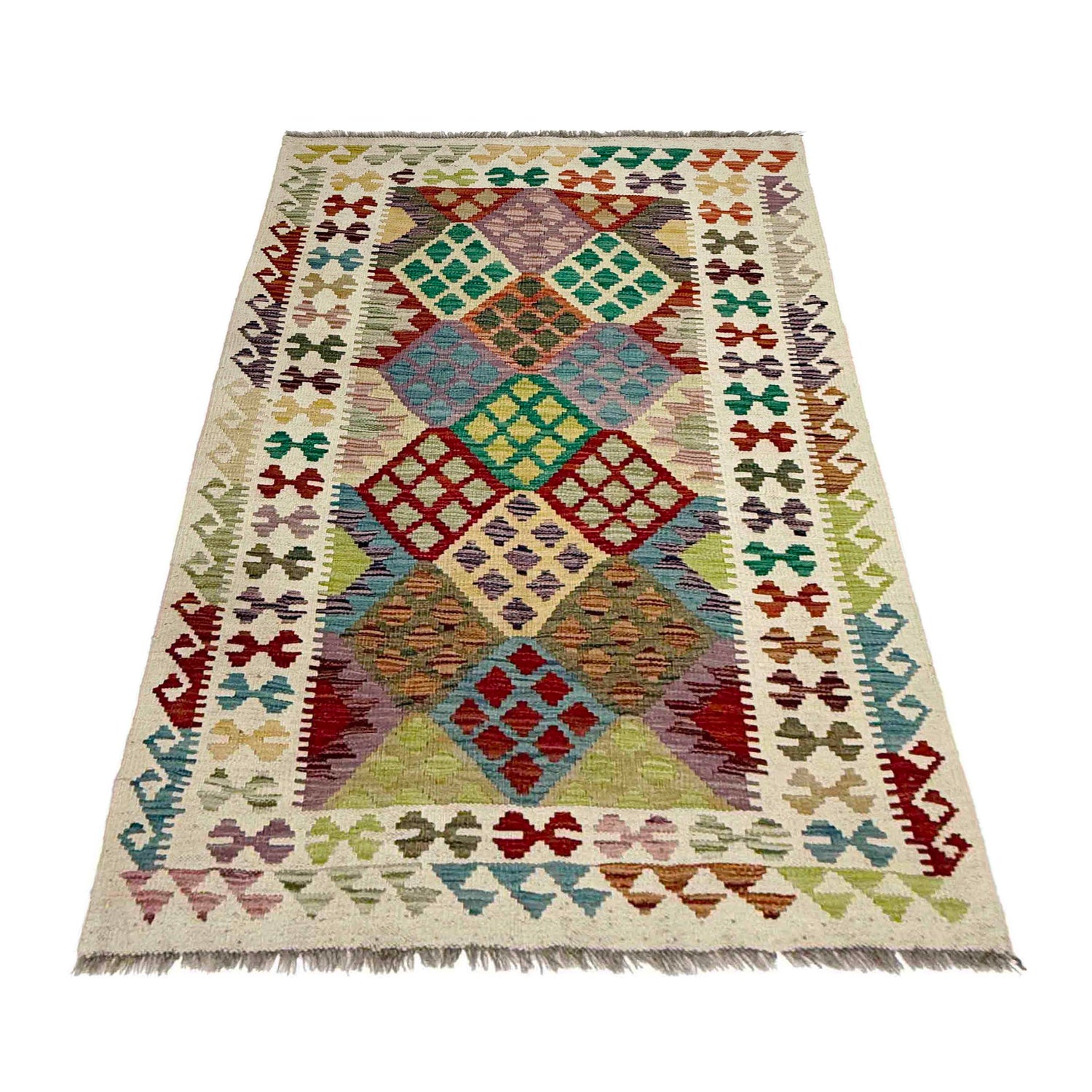Handmade Vegetable Kelim 3' 1" x 5" 4" (ft) - No. R38352