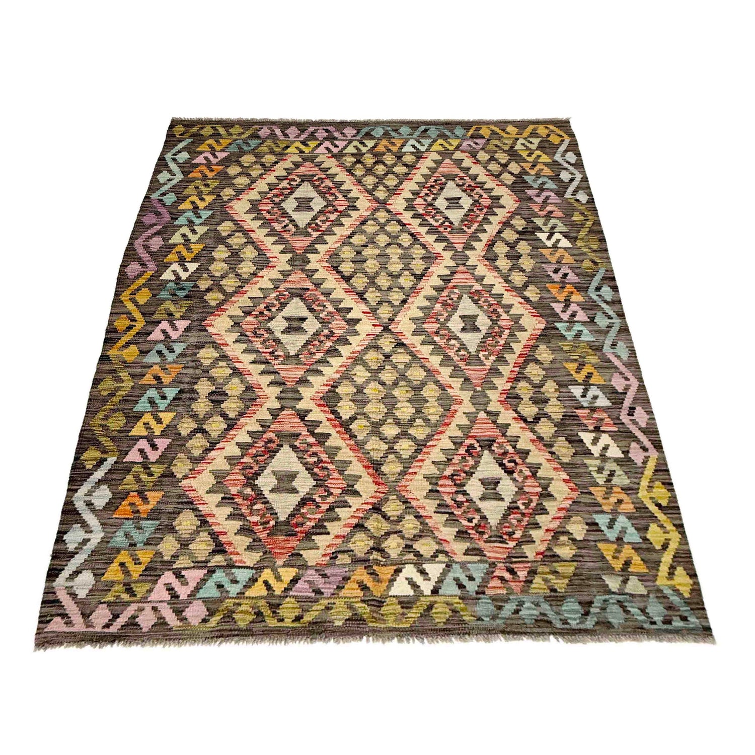 Handmade Vegetable Kelim 4' 10" x 6' 8" (ft) - No. R38364