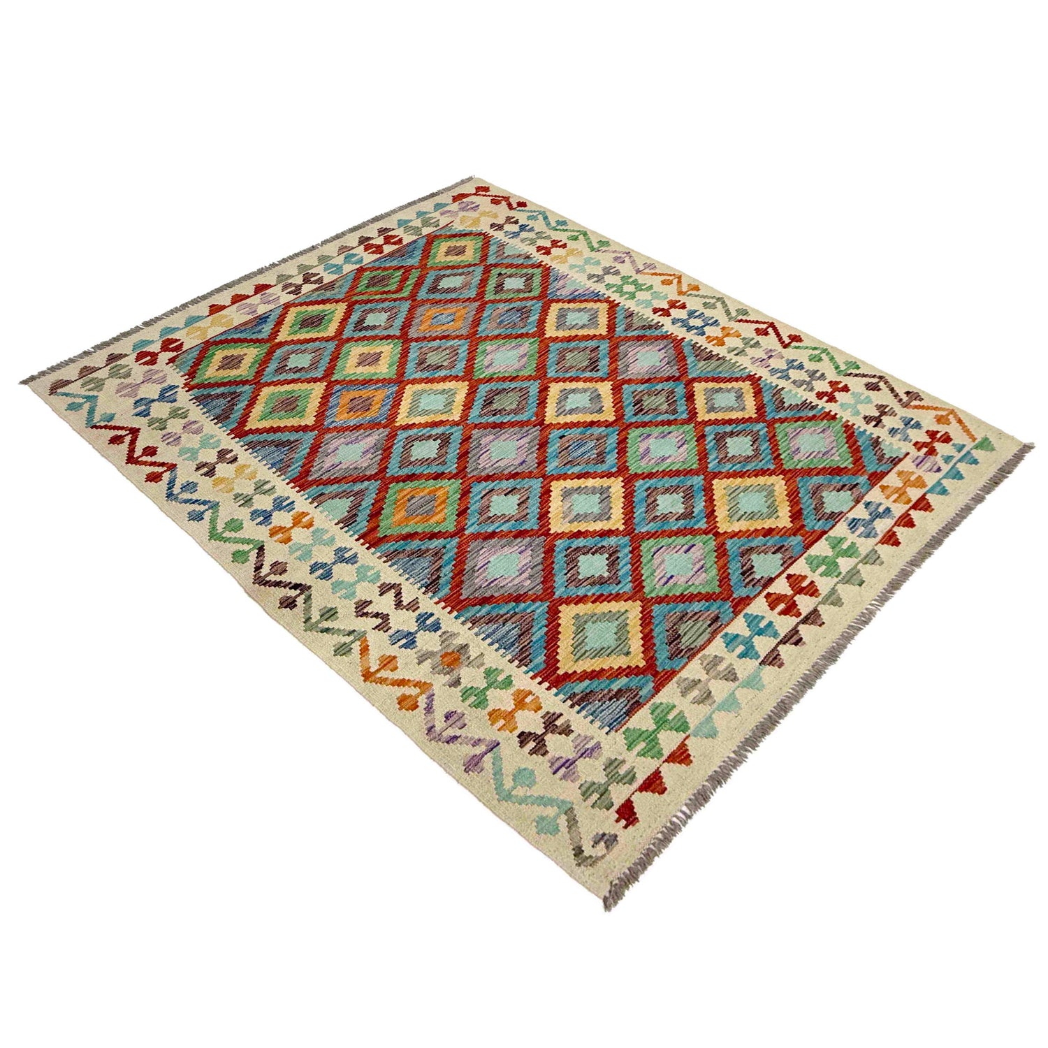 Handmade Vegetable Kilim 4' 10" x 6' 5" (ft) - No. R38451