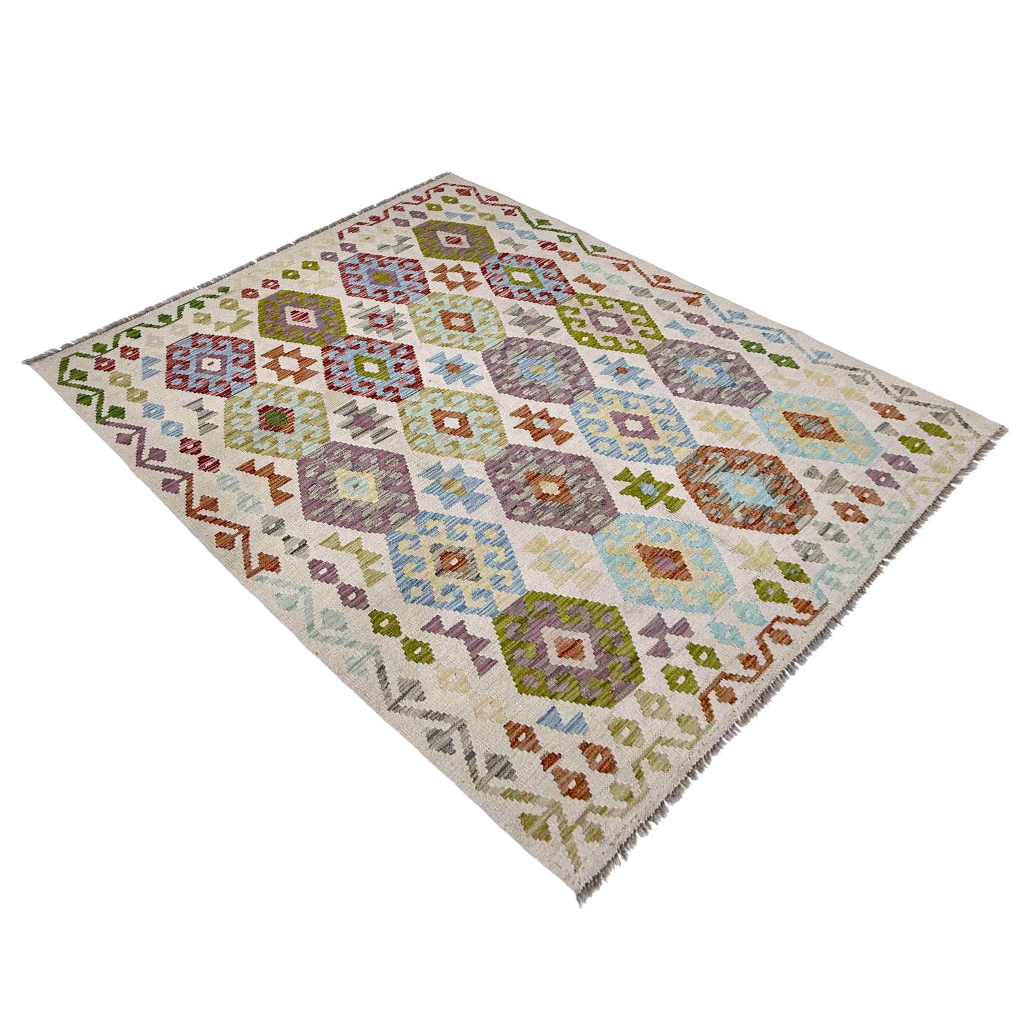 Handmade Vegetable Kelim 5' 1" x 6' 10" (ft) - No. R38452