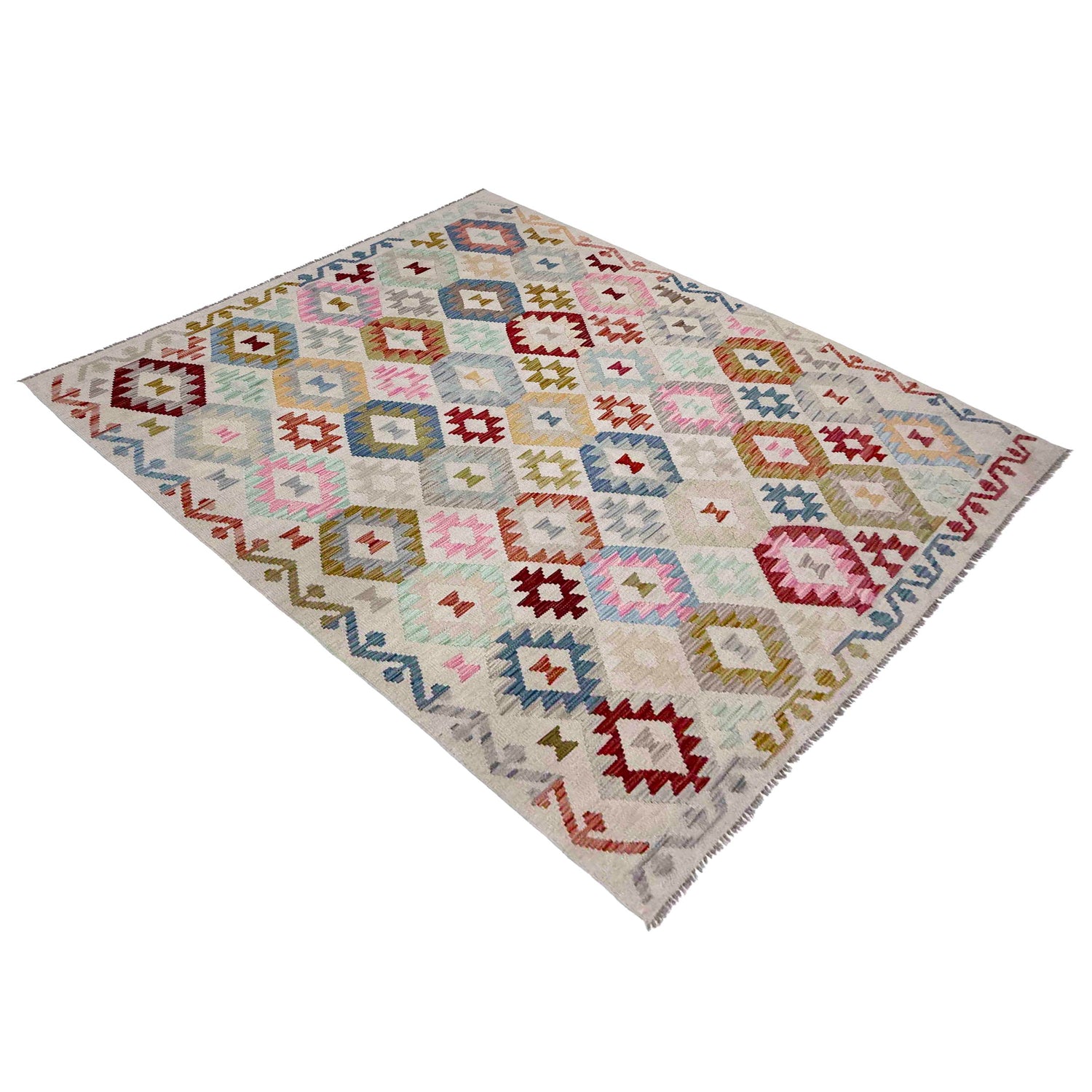 Handmade Vegetable Kelim 6' 0" x 8' 2" (ft) - No. R38453