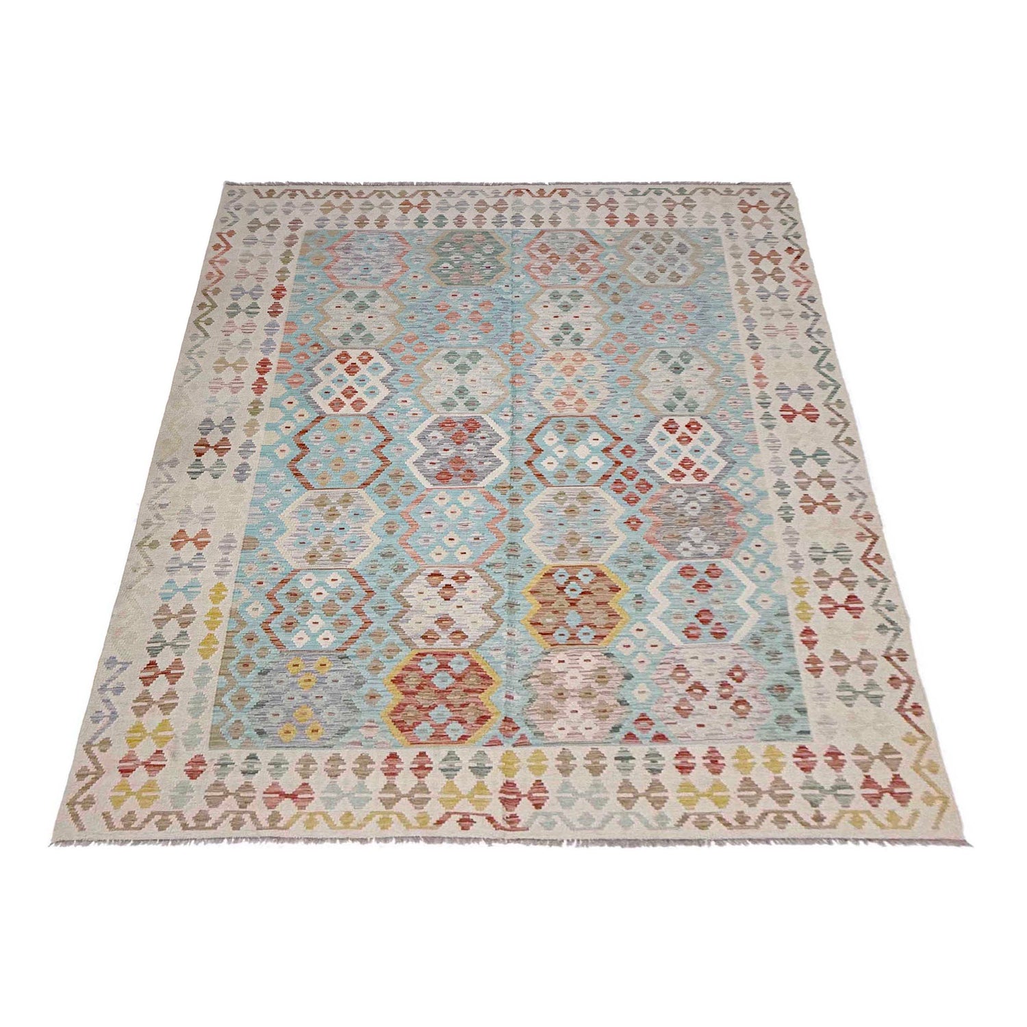 Handmade Vegetable Kelim 6' 8" x 9' 8" (ft) - No. R38619