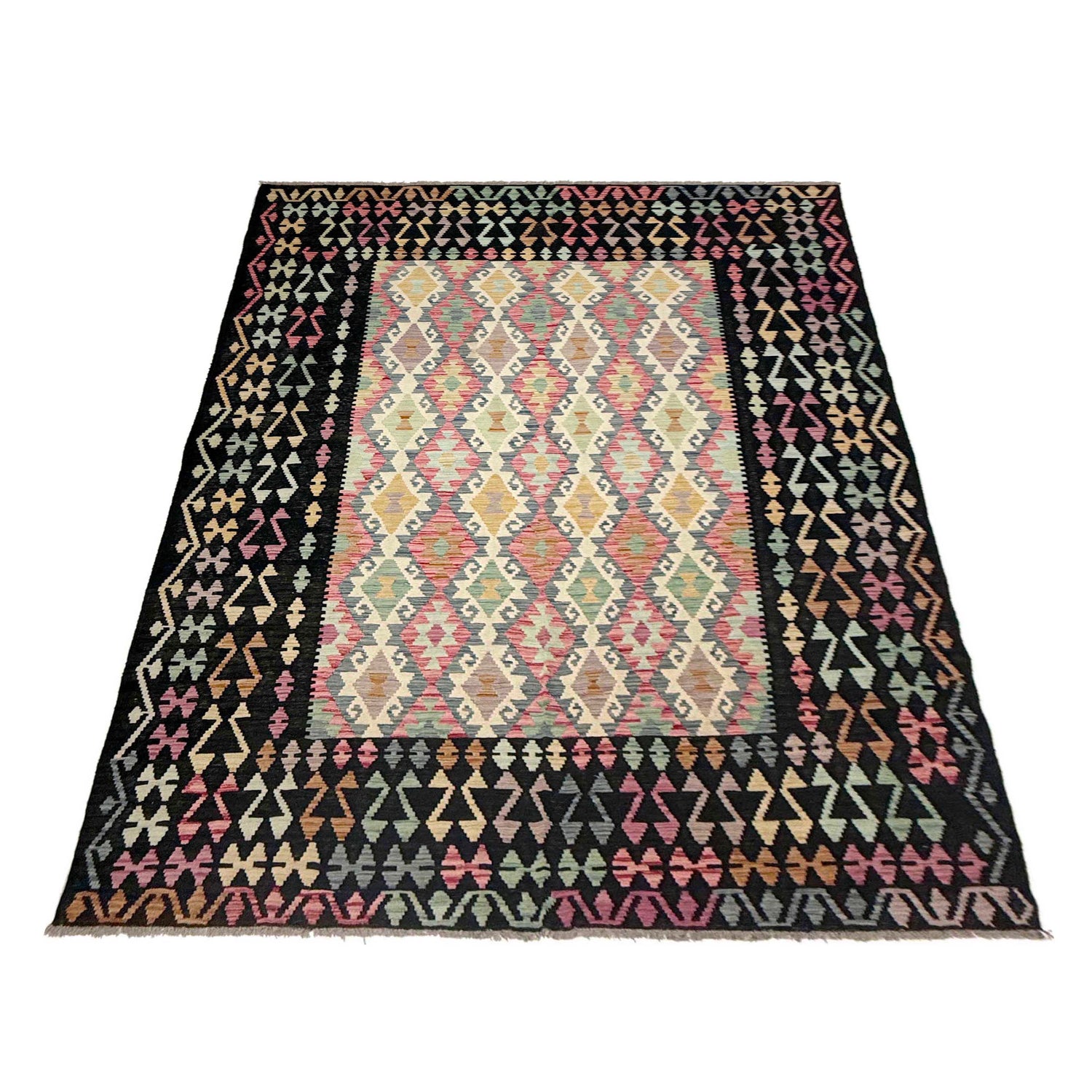Handmade Vegetable Kilim 6' 7" x 9' 10" (ft) - No. R38621