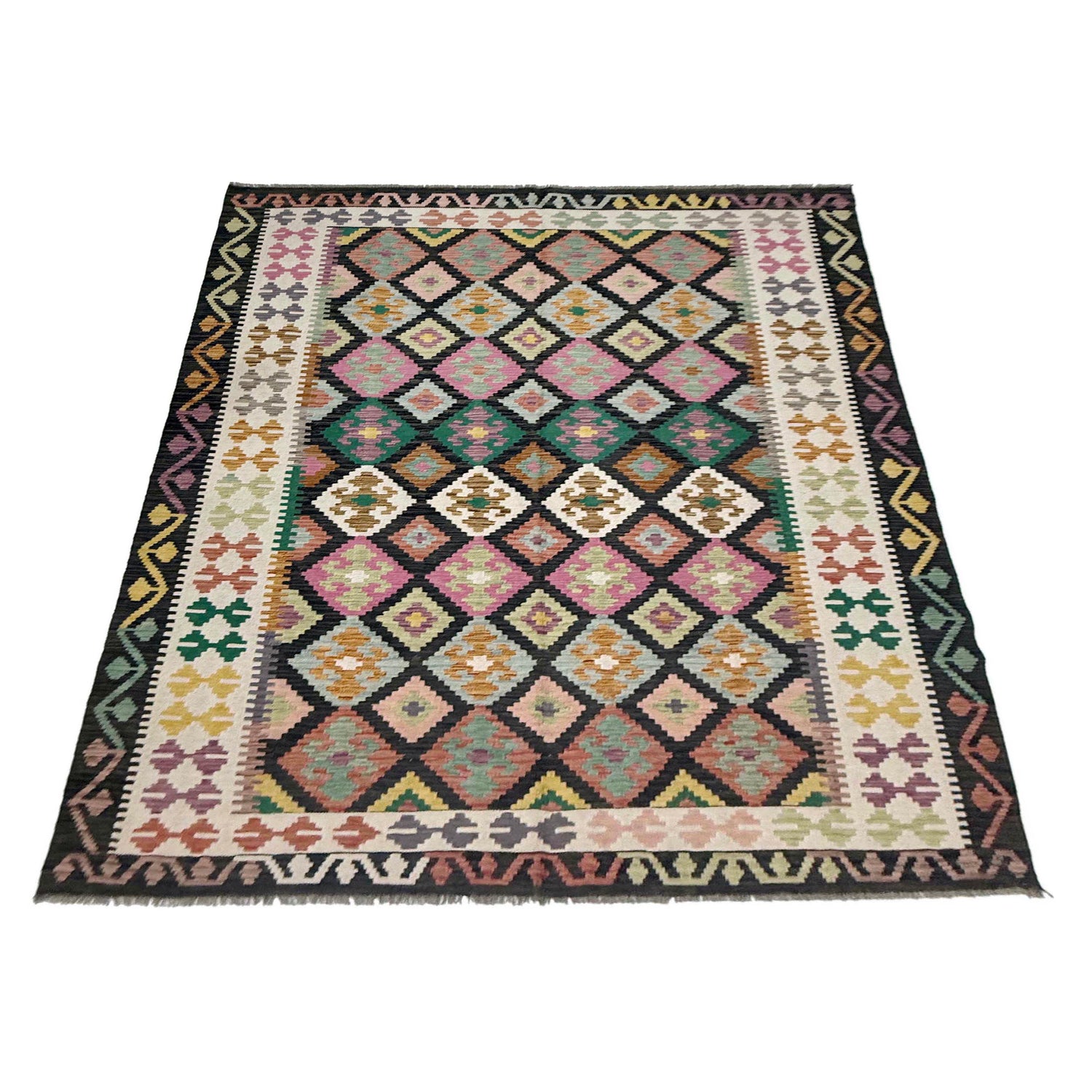 Handmade Vegetable Kilim 6' 8" x 9' 7" (ft) - No. R38626