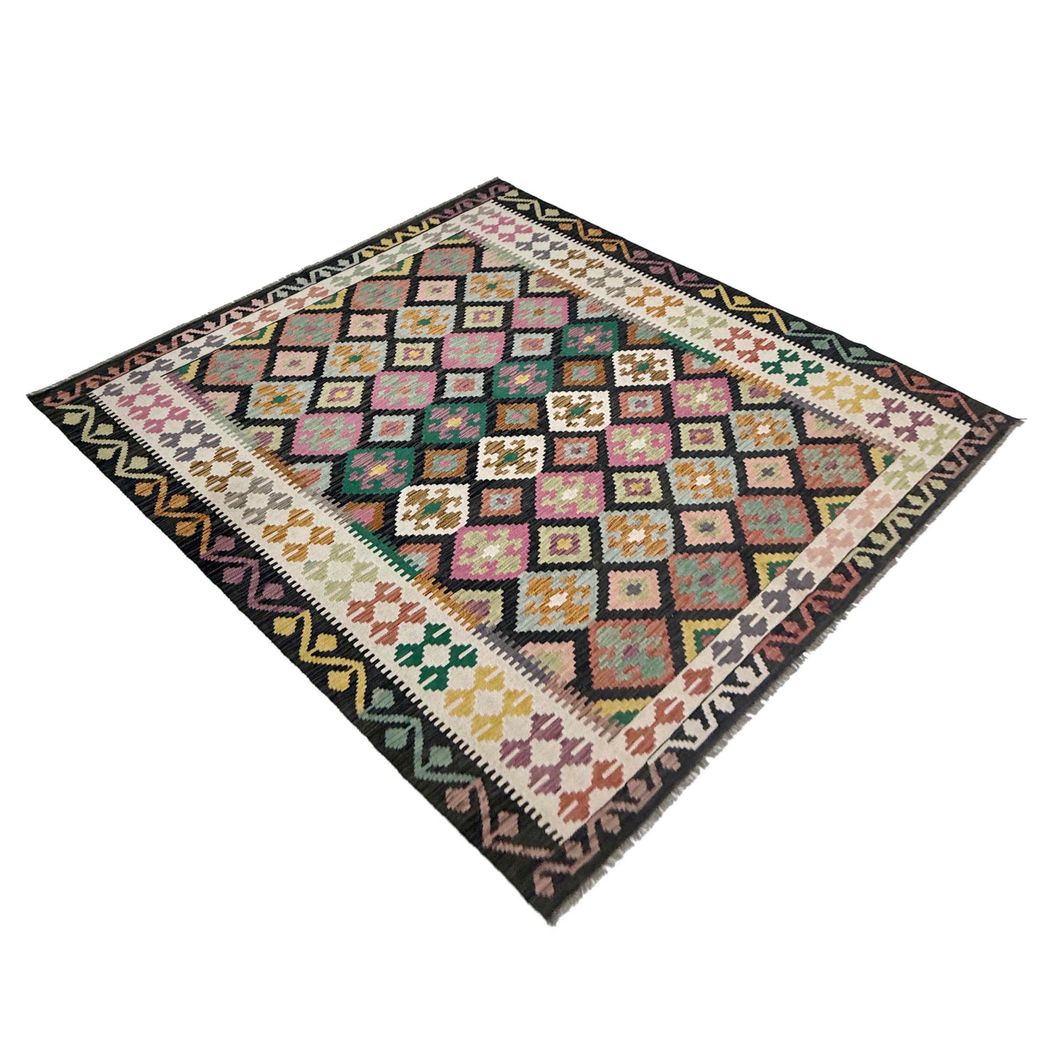 Handmade Vegetable Kilim 6' 8" x 9' 7" (ft) - No. R38626