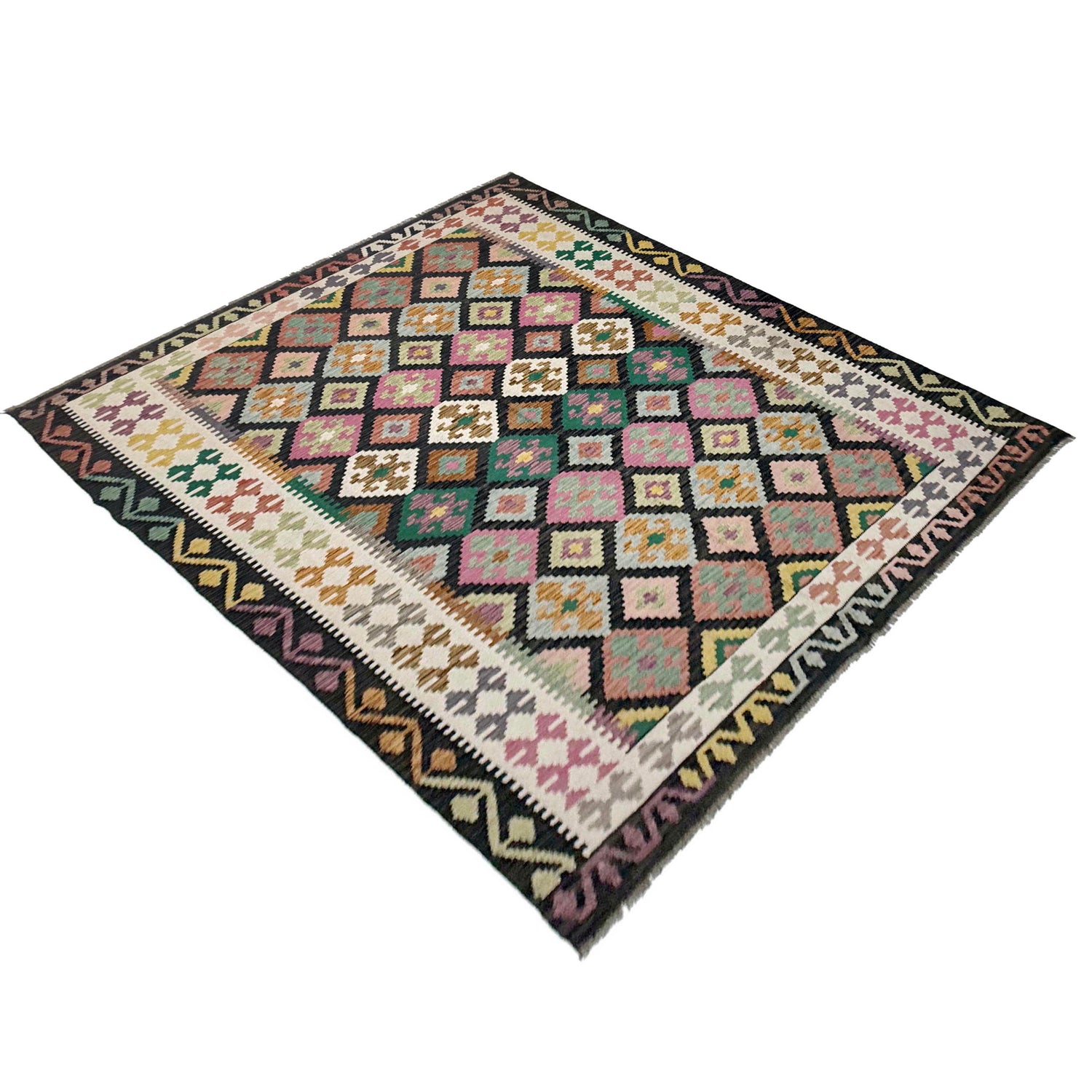 Handmade Vegetable Kilim 6' 8" x 9' 7" (ft) - No. R38626