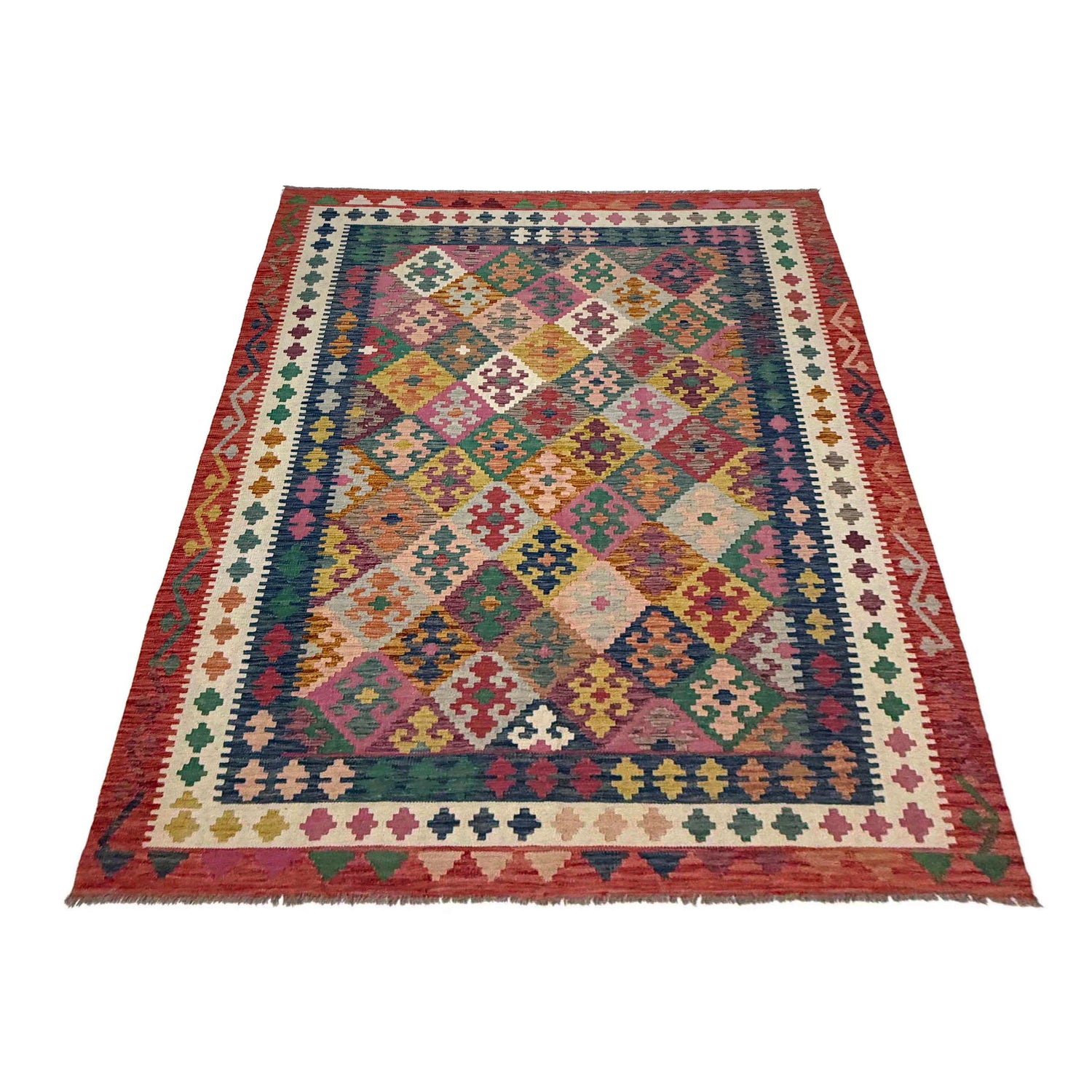 Handmade Vegetable Kilim 6' 7" x 9' 9" (ft) - No. R38628