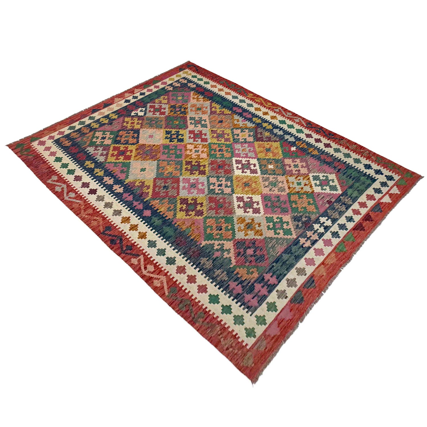 Handmade Vegetable Kilim 6' 7" x 9' 9" (ft) - No. R38628