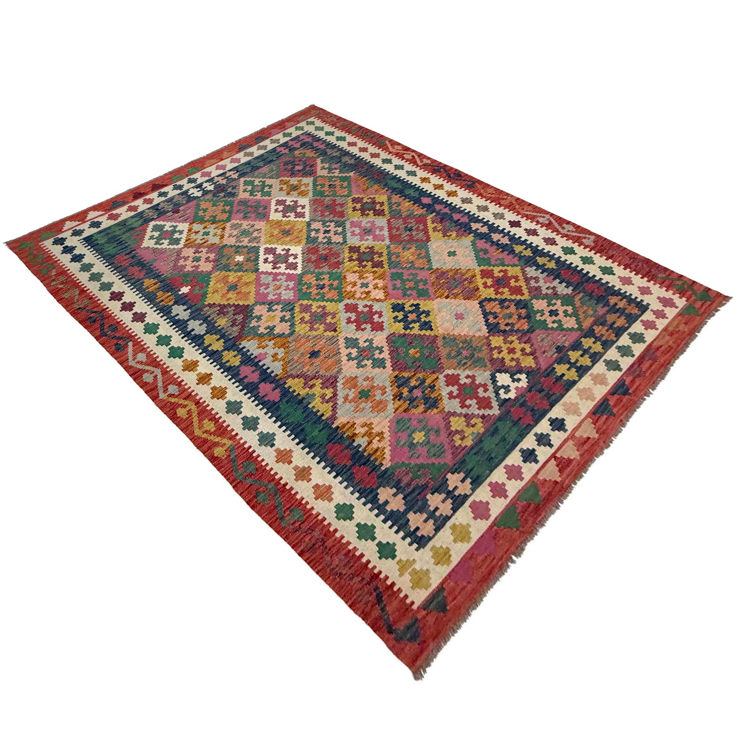 Handmade Vegetable Kilim 6' 7" x 9' 9" (ft) - No. R38628