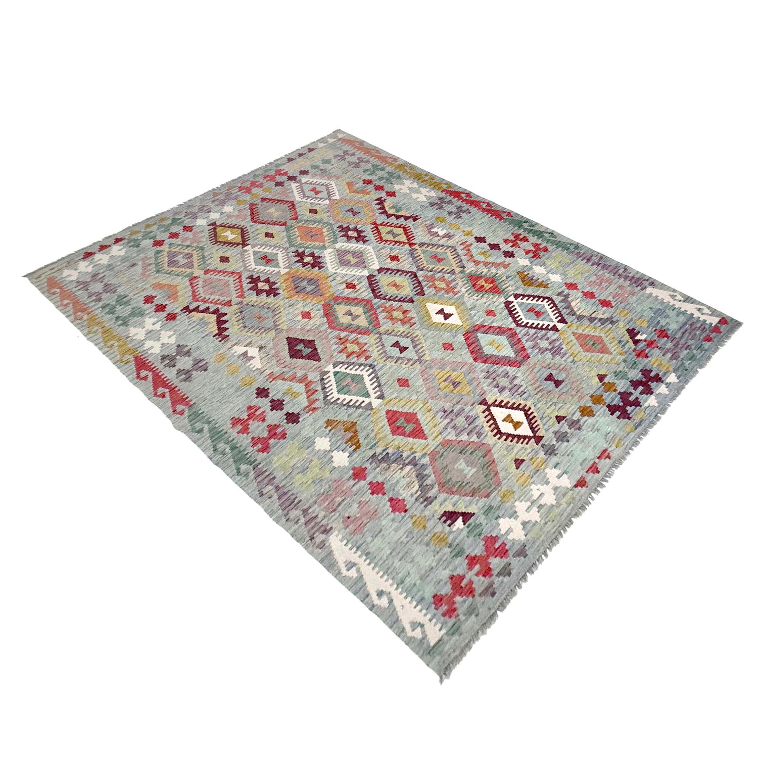 Handmade Vegetable Kilim 6' 7" x 9' 6" (ft) - No. R38630