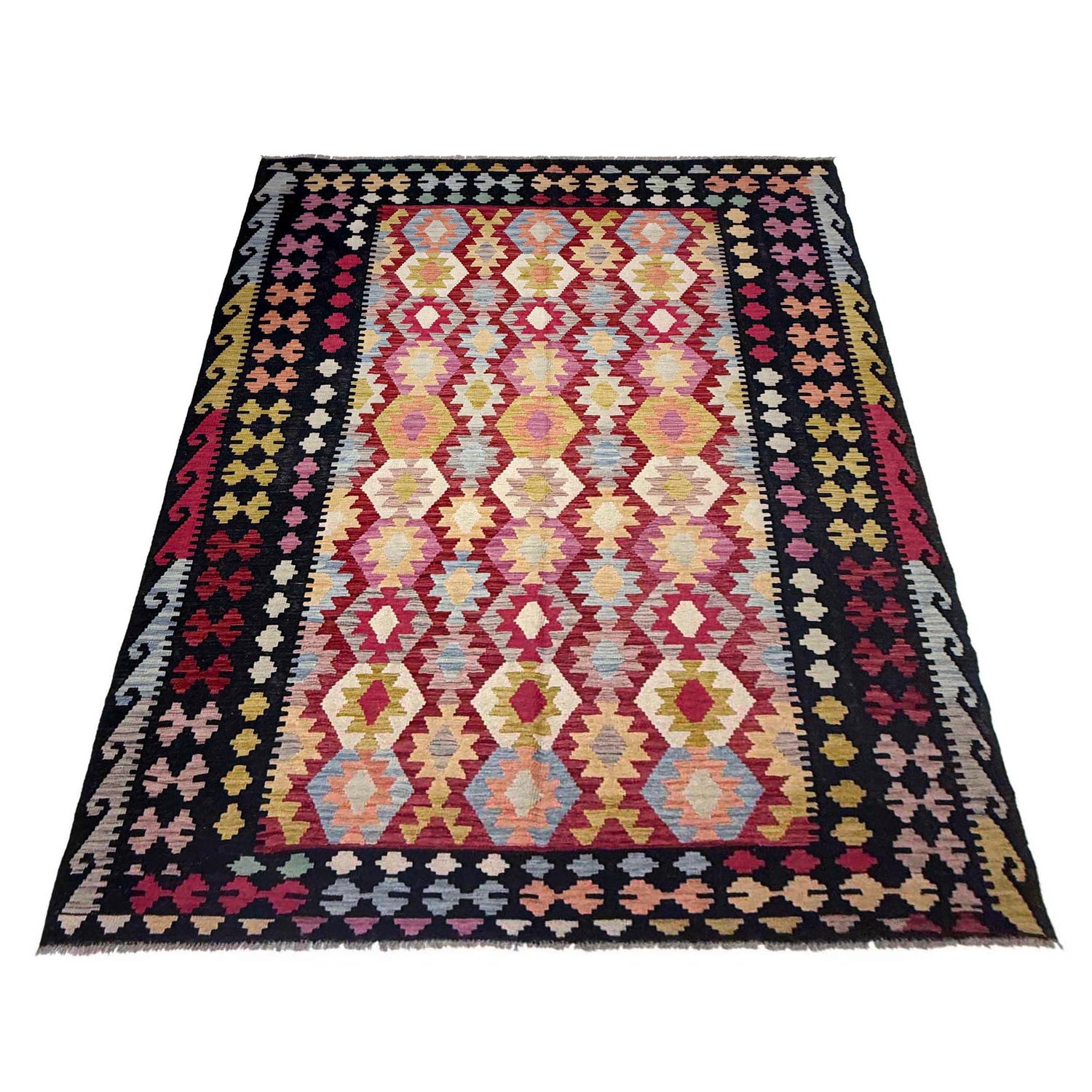 Handmade Vegetable Kilim 6' 7" x 9' 9" (ft) - No. R38632