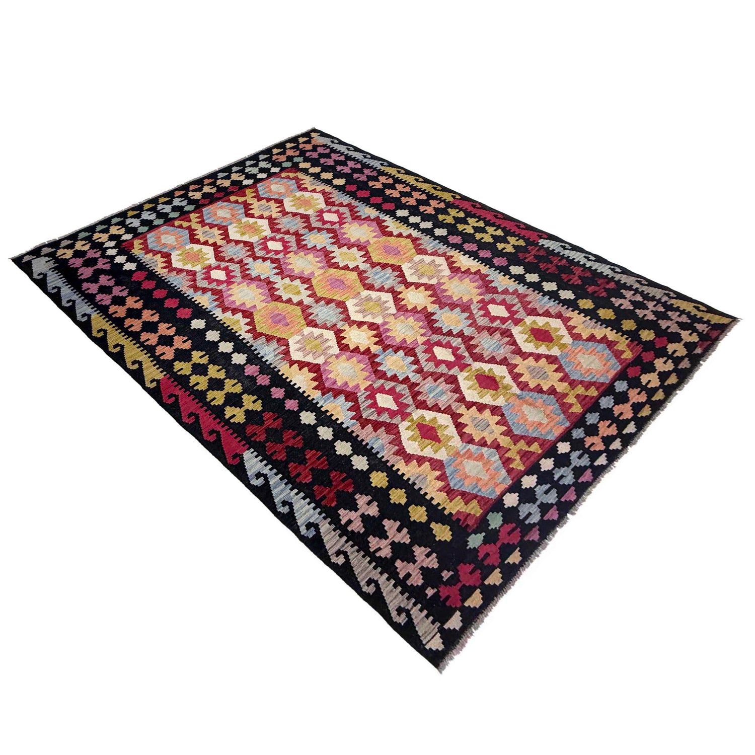 Handmade Vegetable Kilim 6' 7" x 9' 9" (ft) - No. R38632